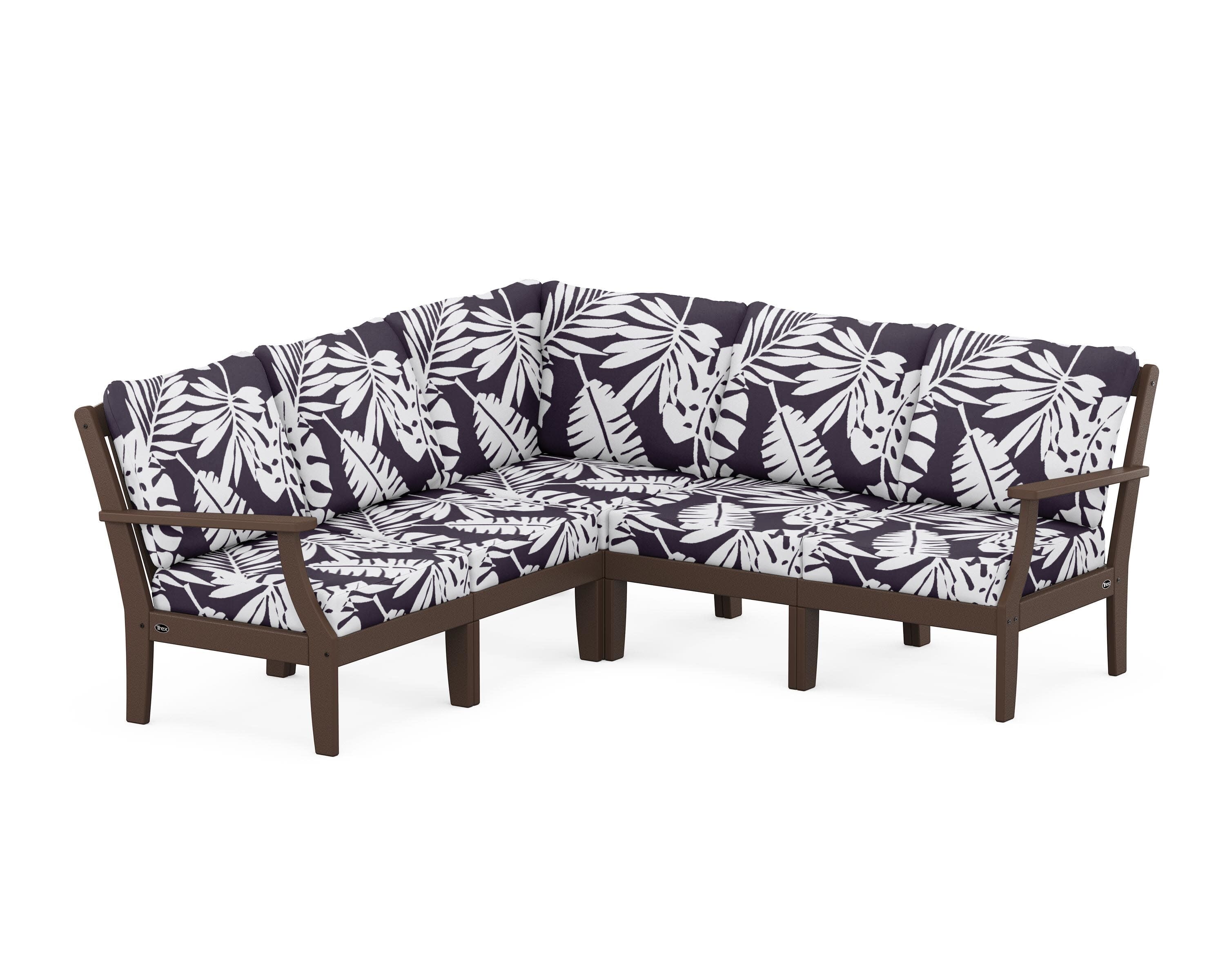 Yacht Club Modular 5-Piece Deep Seating Set in Vintage Lantern / Leaf Navy