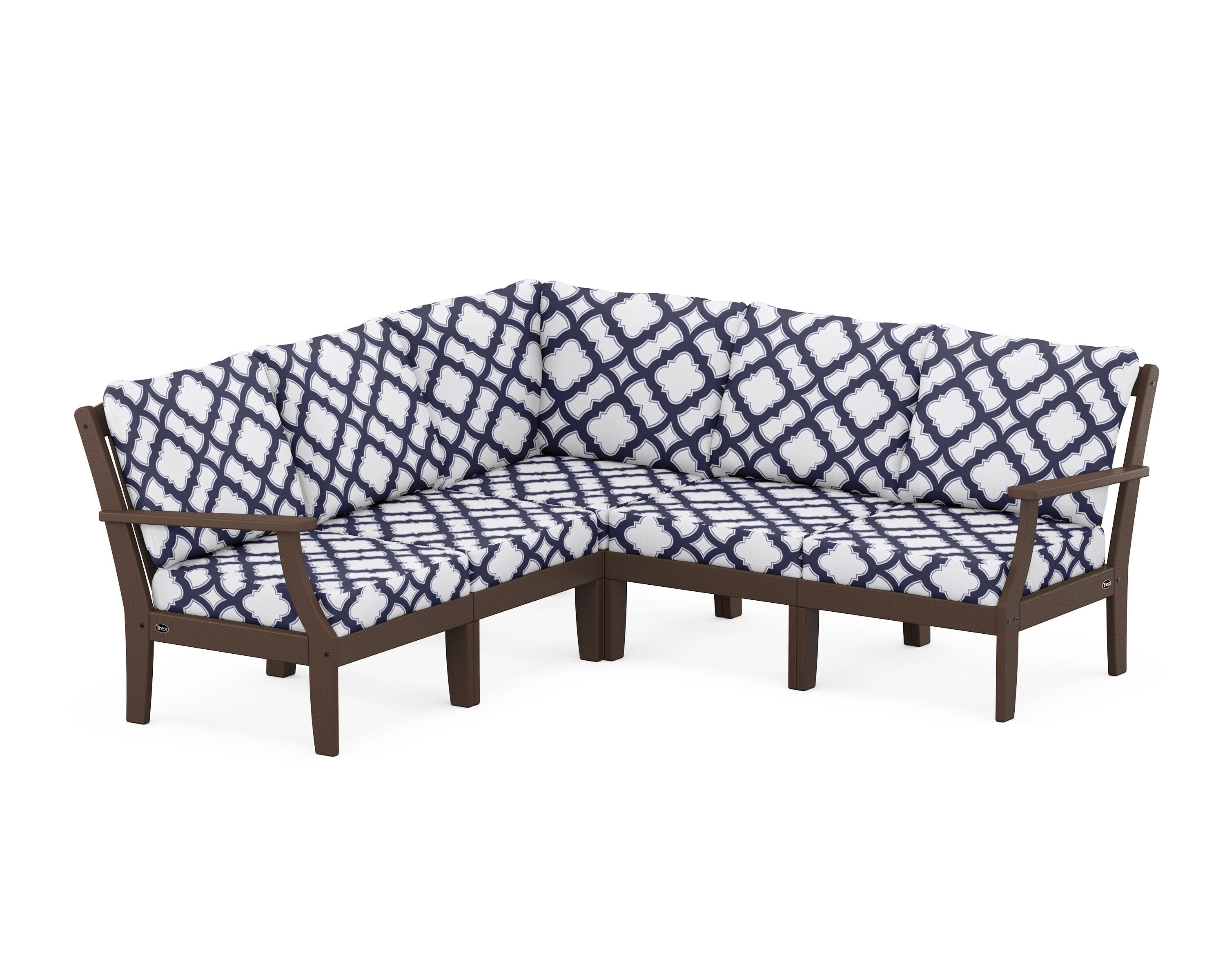 Yacht Club Modular 5-Piece Deep Seating Set in Vintage Lantern / Trellis Navy