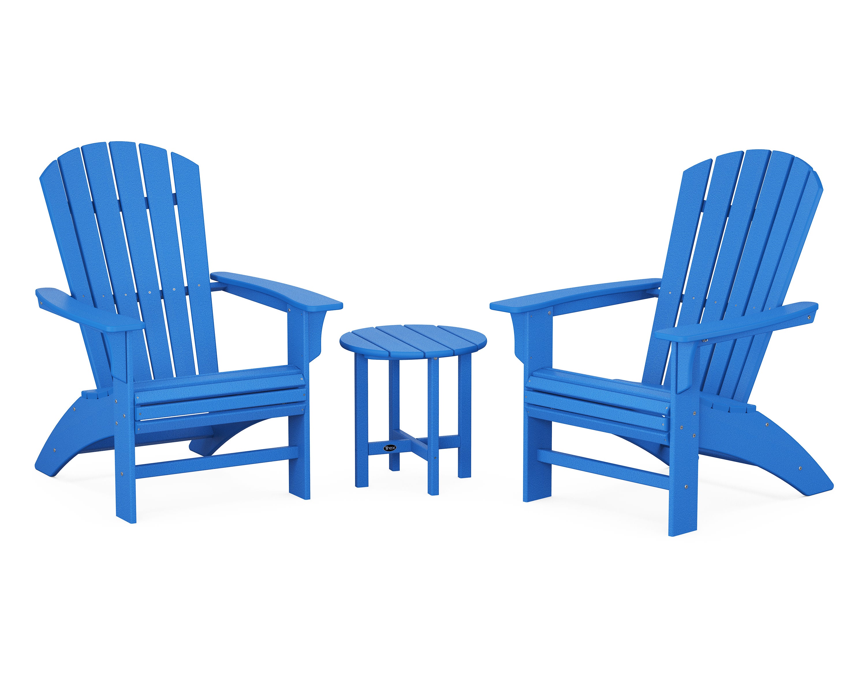 Yacht Club 3-Piece Curveback Adirondack Set in Pacific Blue