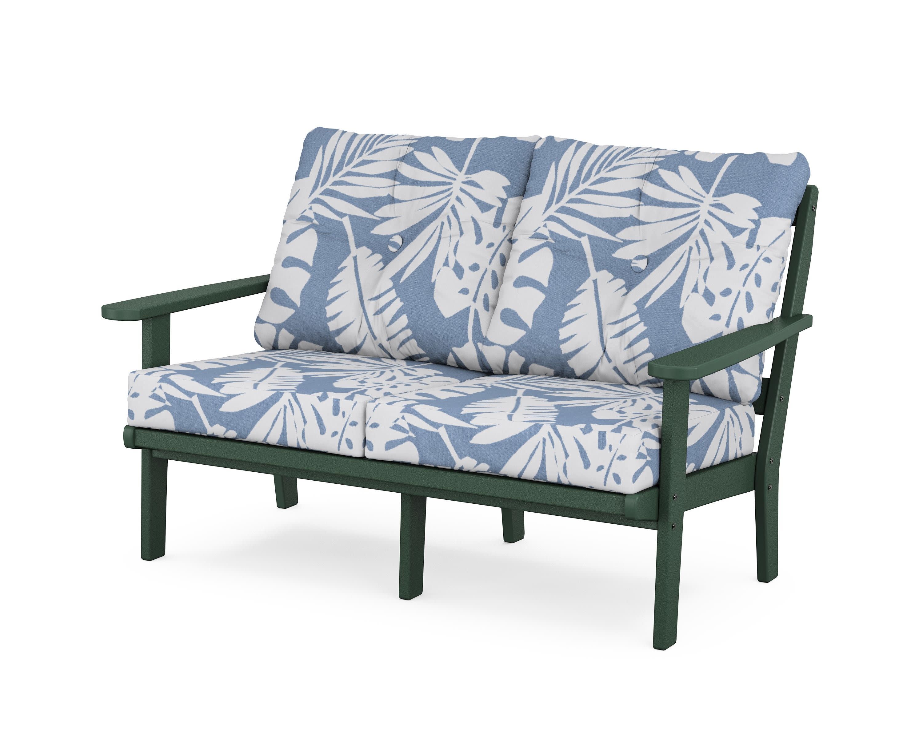 Cape Cod Deep Seating Loveseat in Rainforest Canopy / Leaf Sky Blue