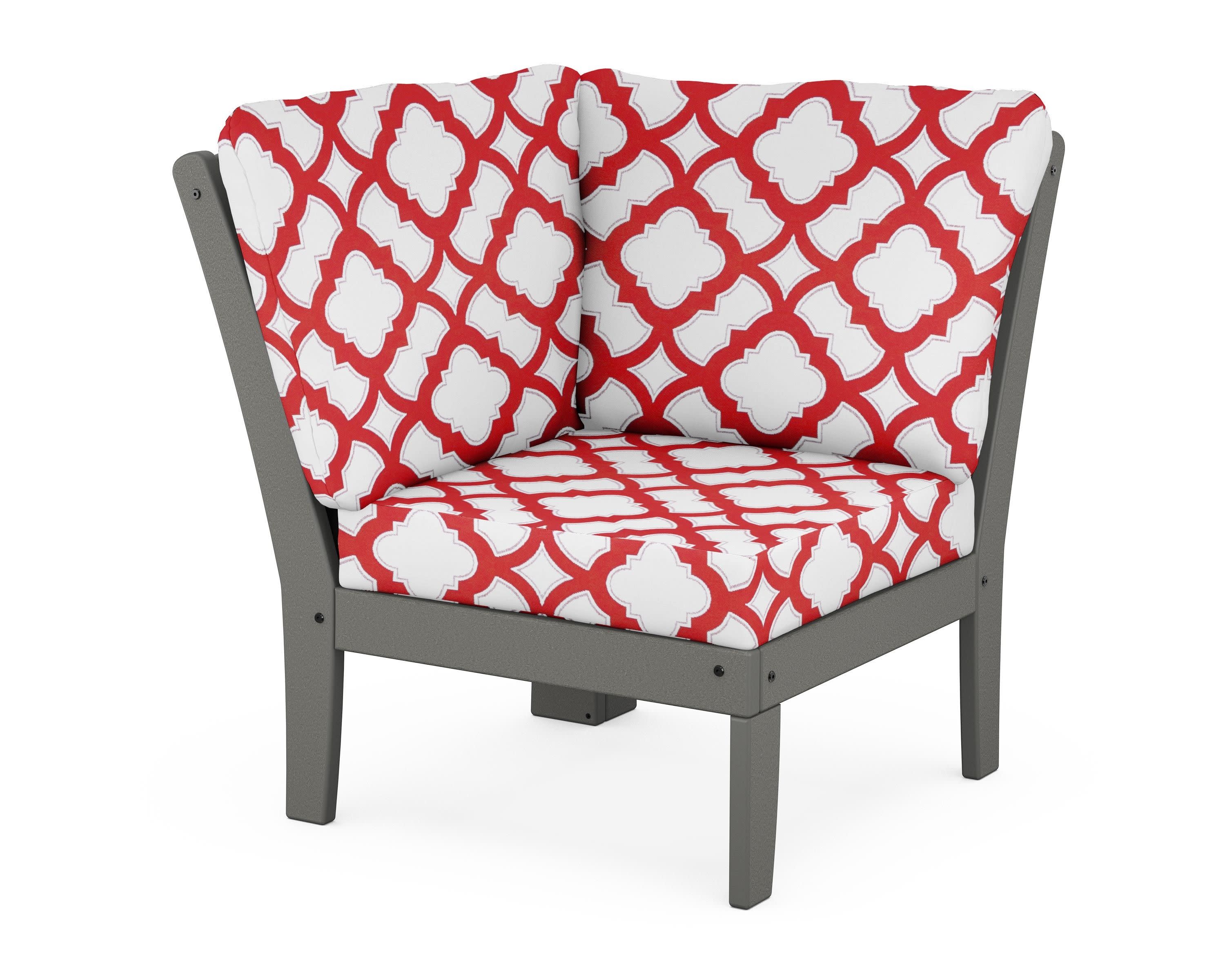 Yacht Club Modular Corner Chair in Stepping Stone / Trellis Crimson