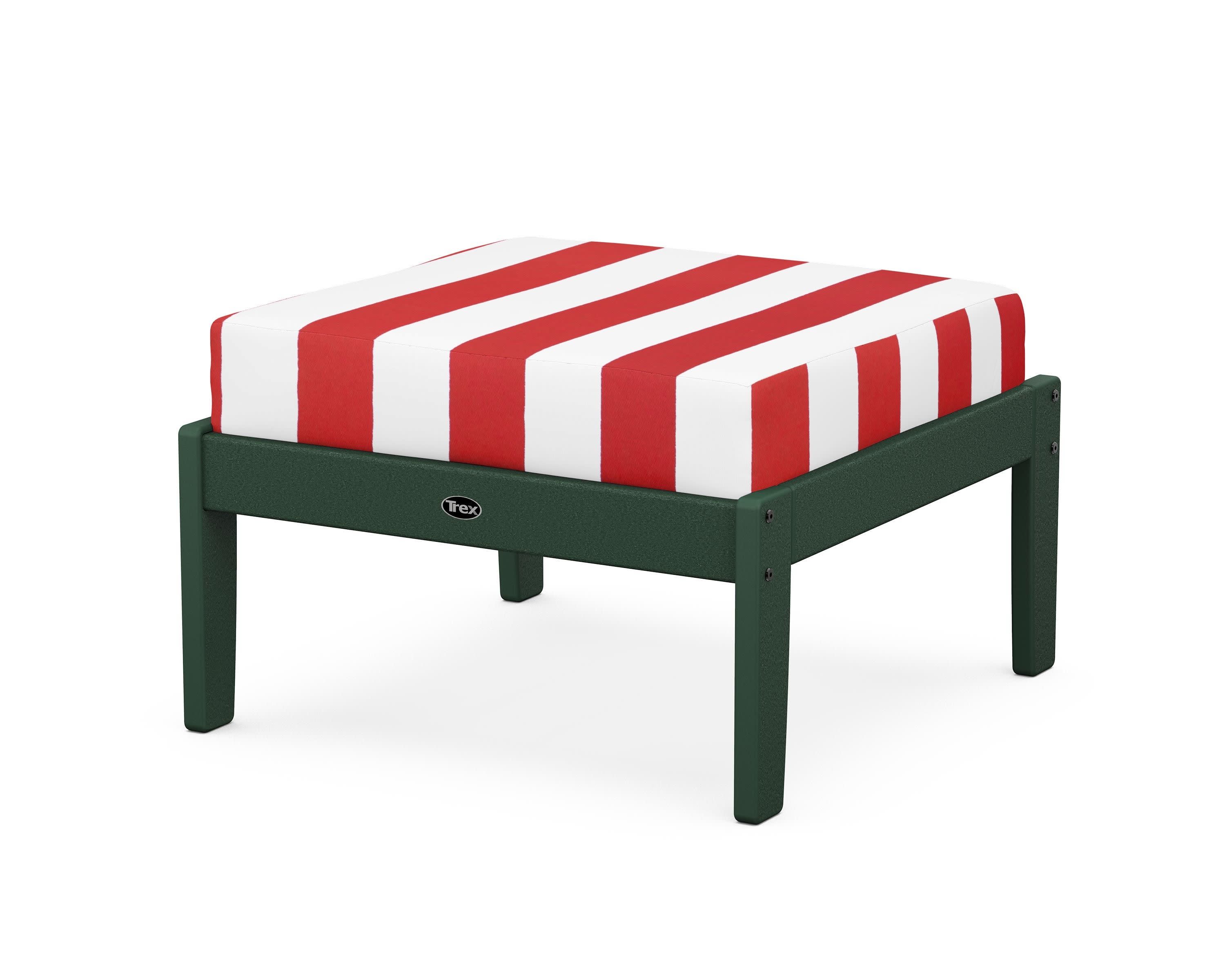 Yacht Club Deep Seating Ottoman in Rainforest Canopy / Cabana Stripe Crimson