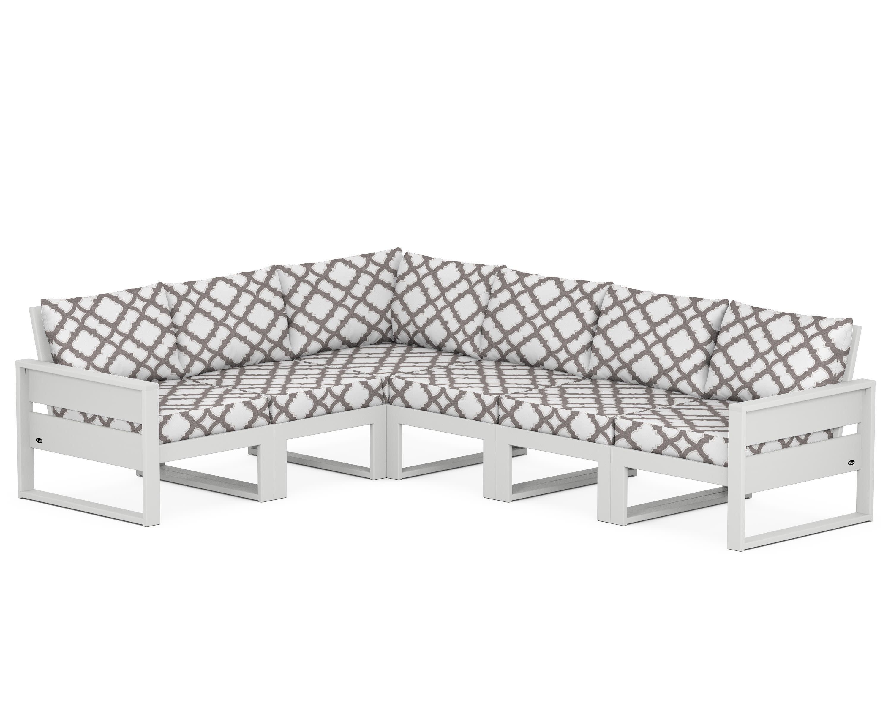 Eastport 6-Piece Sectional in Classic White / Trellis Grey Mist