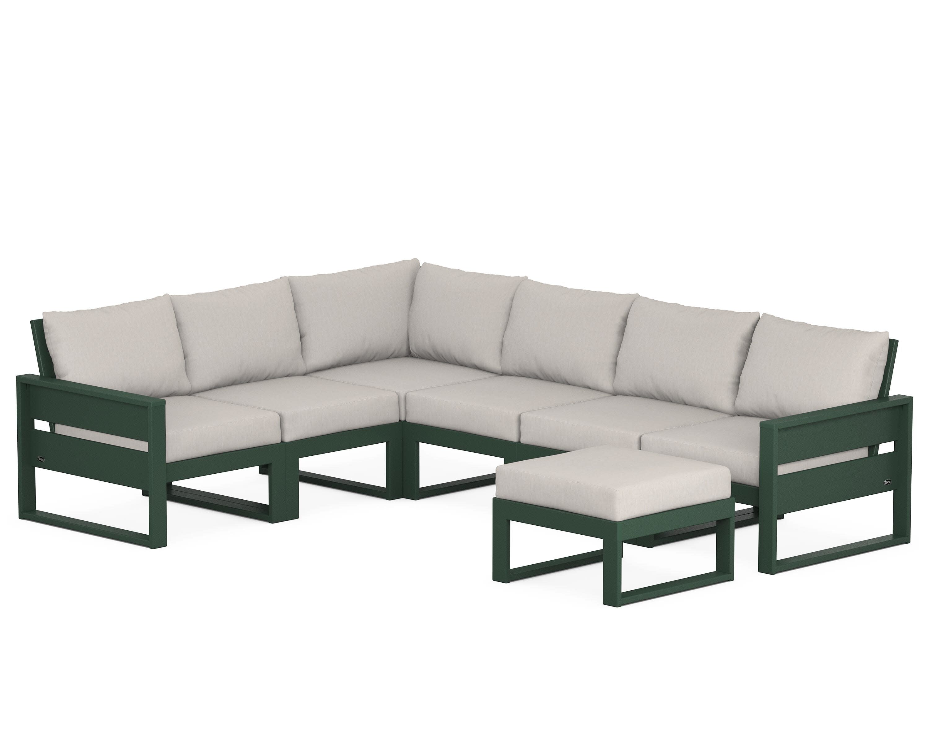 Eastport 6-Piece Sectional with Ottoman in Rainforest Canopy / Cast Ash