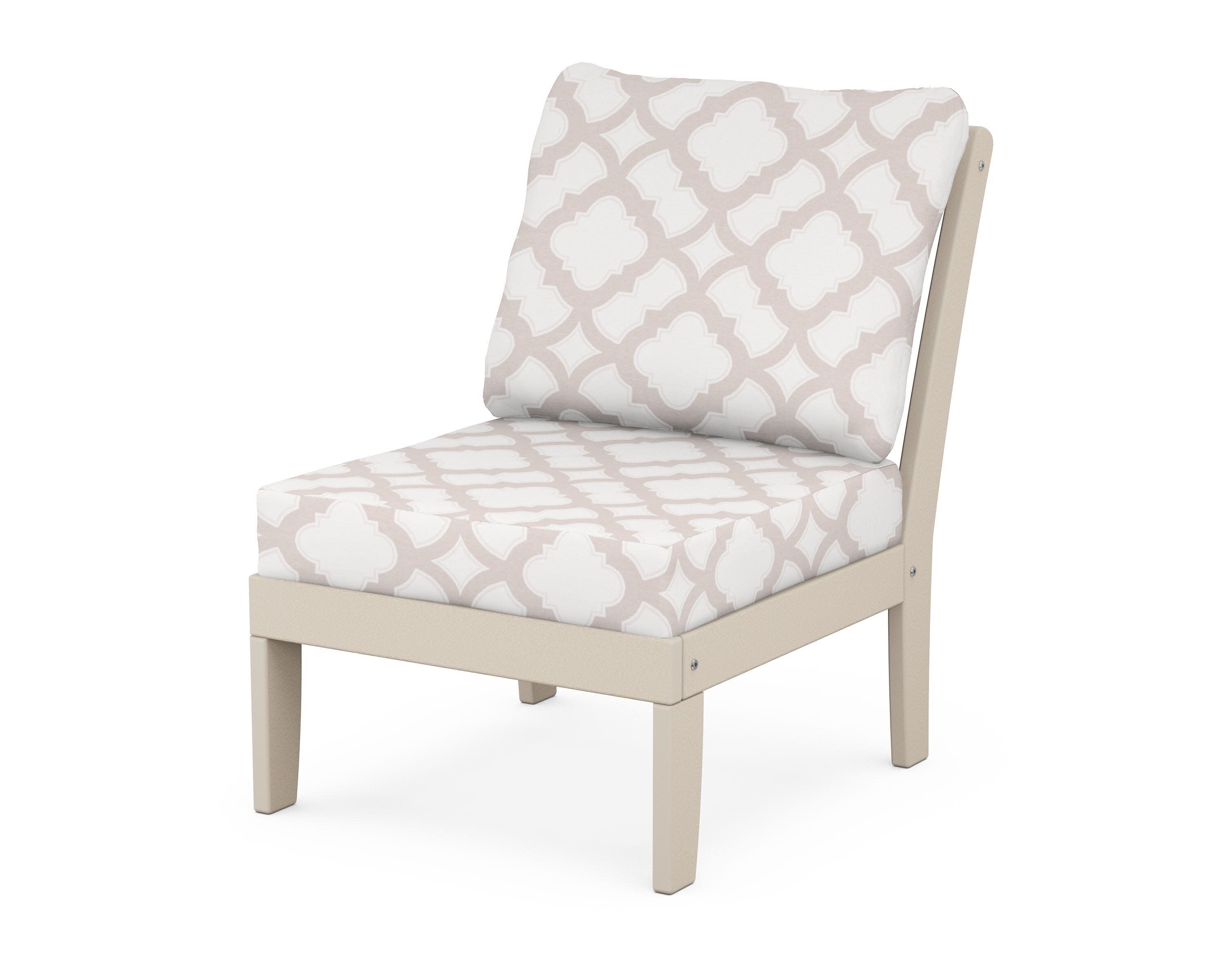 Yacht Club Modular Armless Chair in Sand Castle / Trellis Dune Burlap