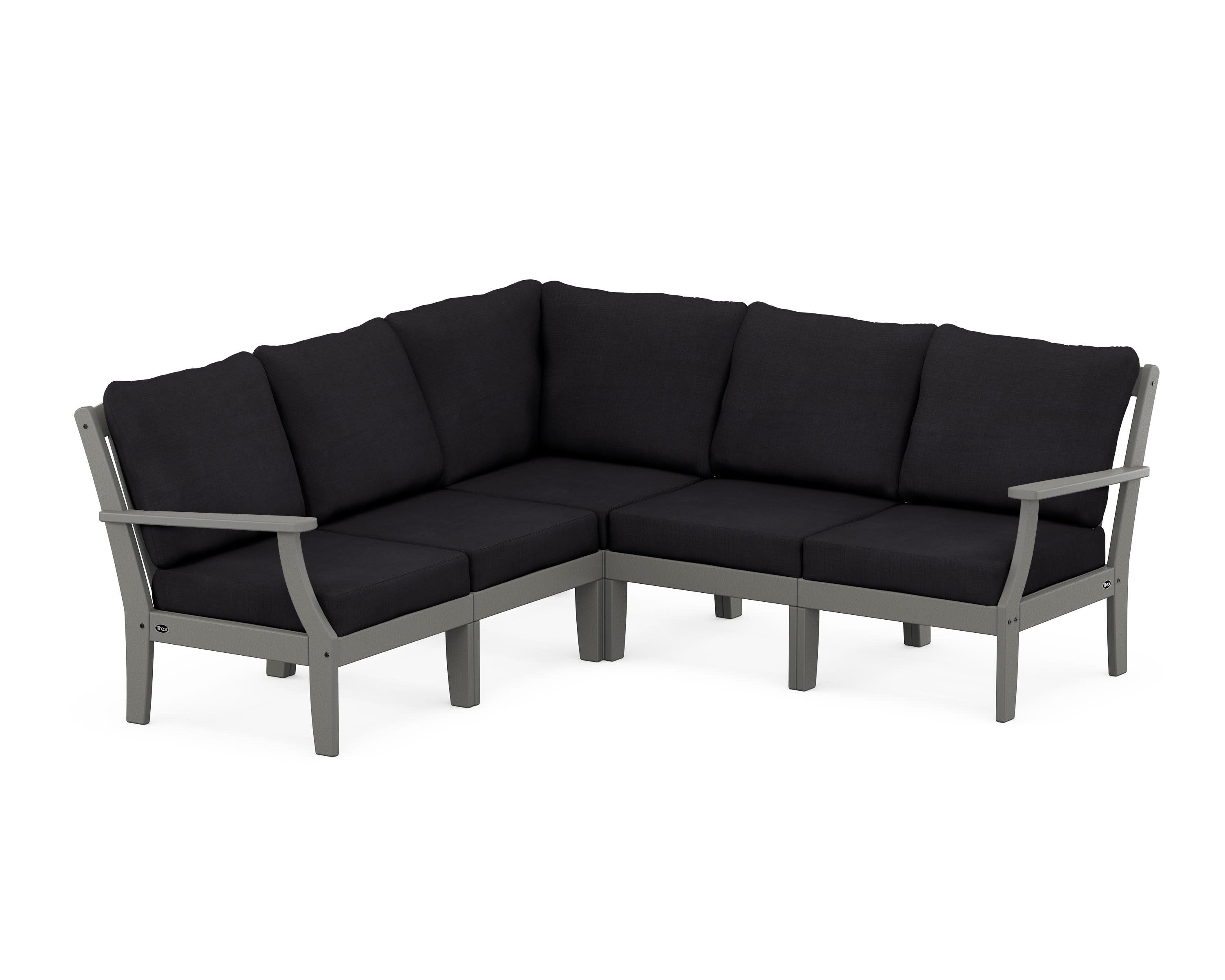 Yacht Club Modular 5-Piece Deep Seating Set in Stepping Stone / Midnight Linen