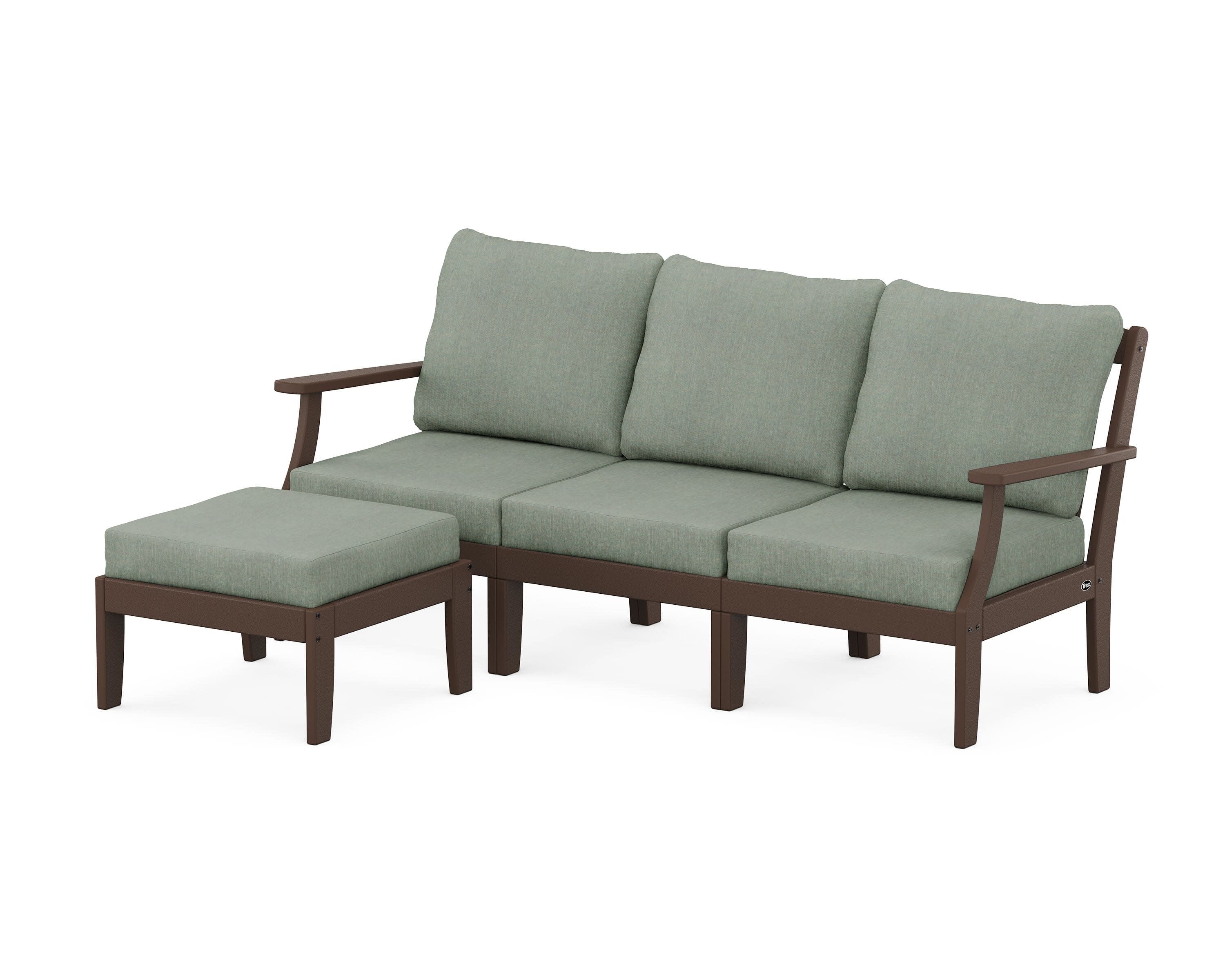 Yacht Club Modular 4-Piece Deep Seating Set with Ottoman in Vintage Lantern / Cast Sage
