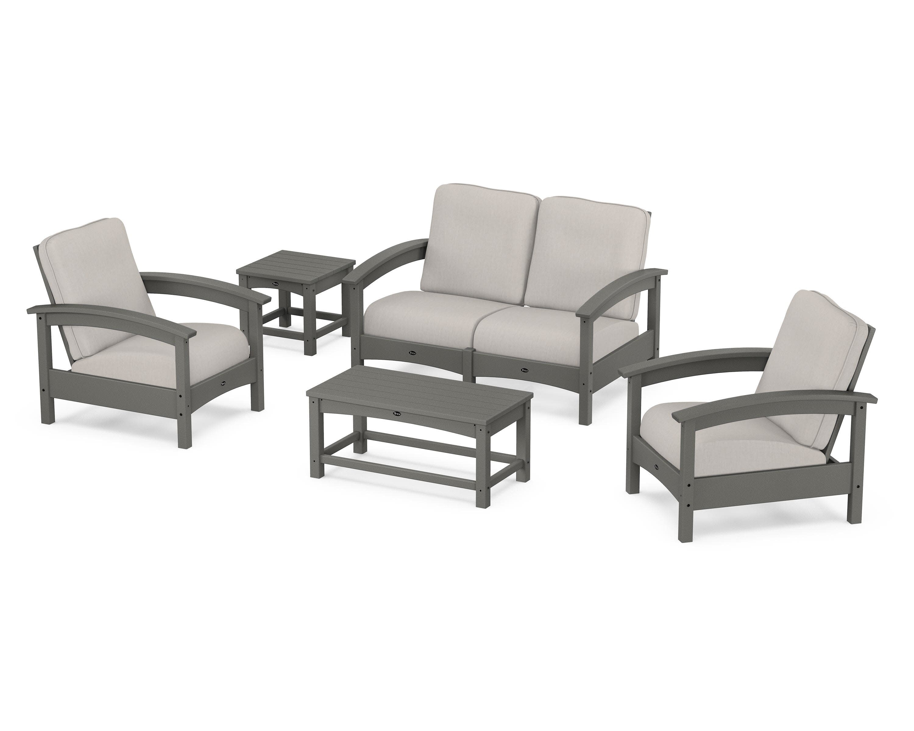Rockport Club 6-Piece Deep Seating Conversation Set in Stepping Stone / Cast Ash