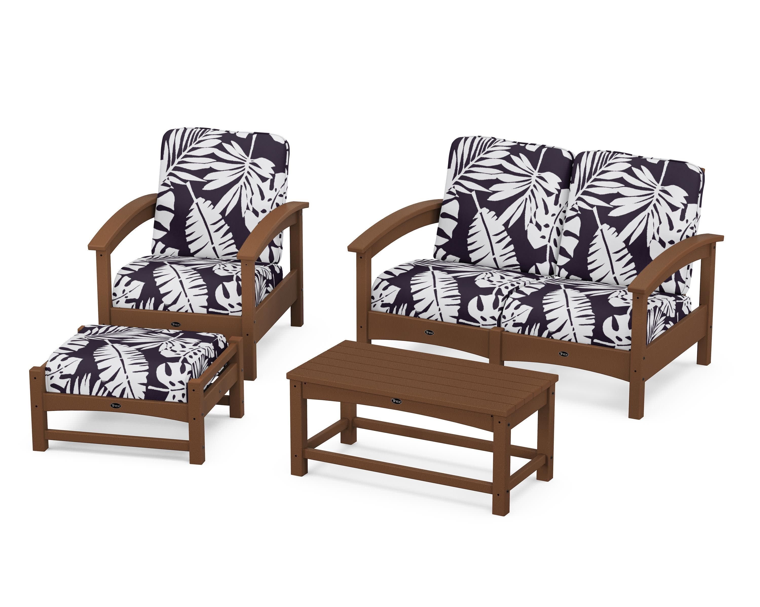Rockport 4-Piece Deep Seating Conversation Group in Tree House / Leaf Navy