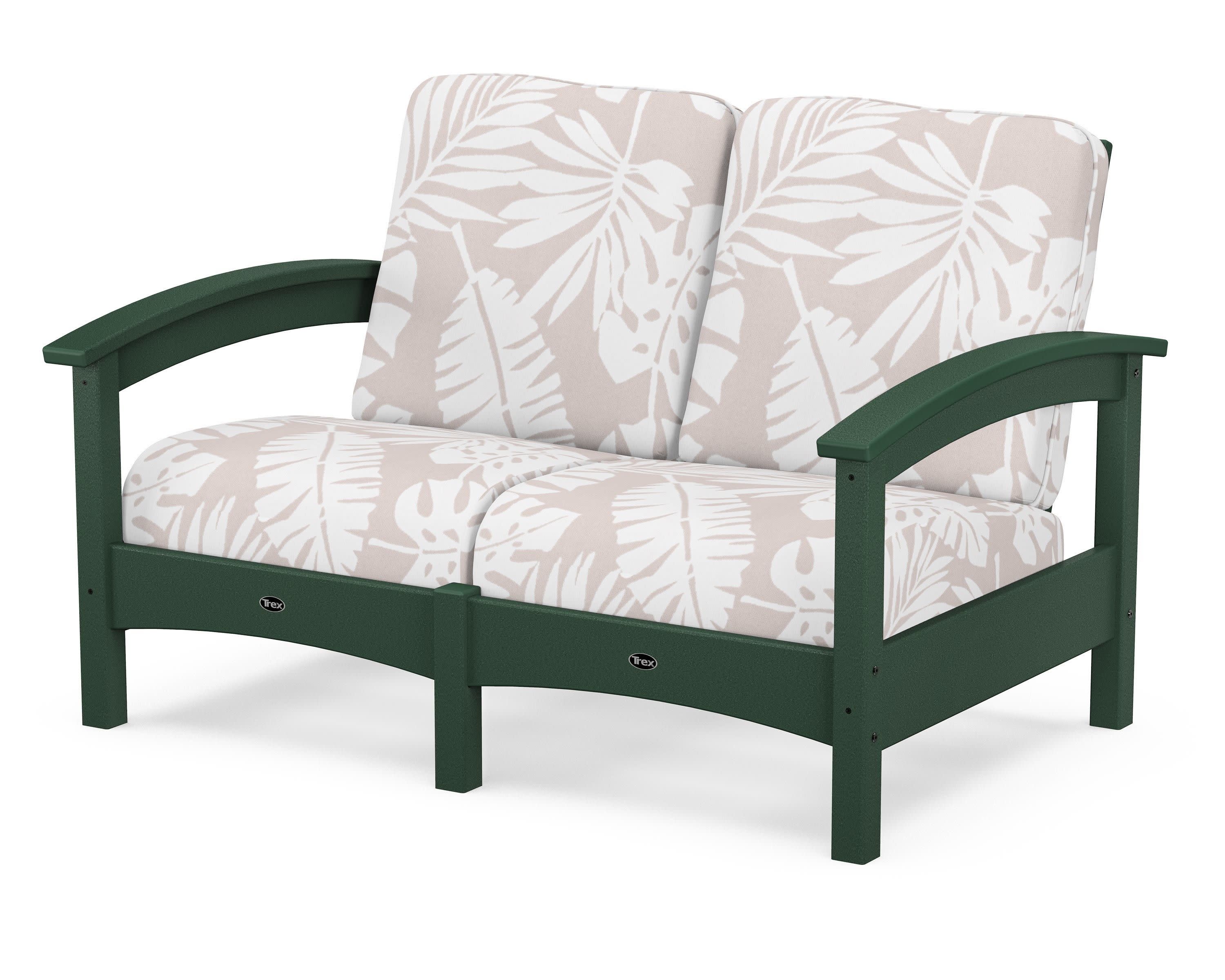 Rockport Club Loveseat in Rainforest Canopy / Leaf Dune Burlap