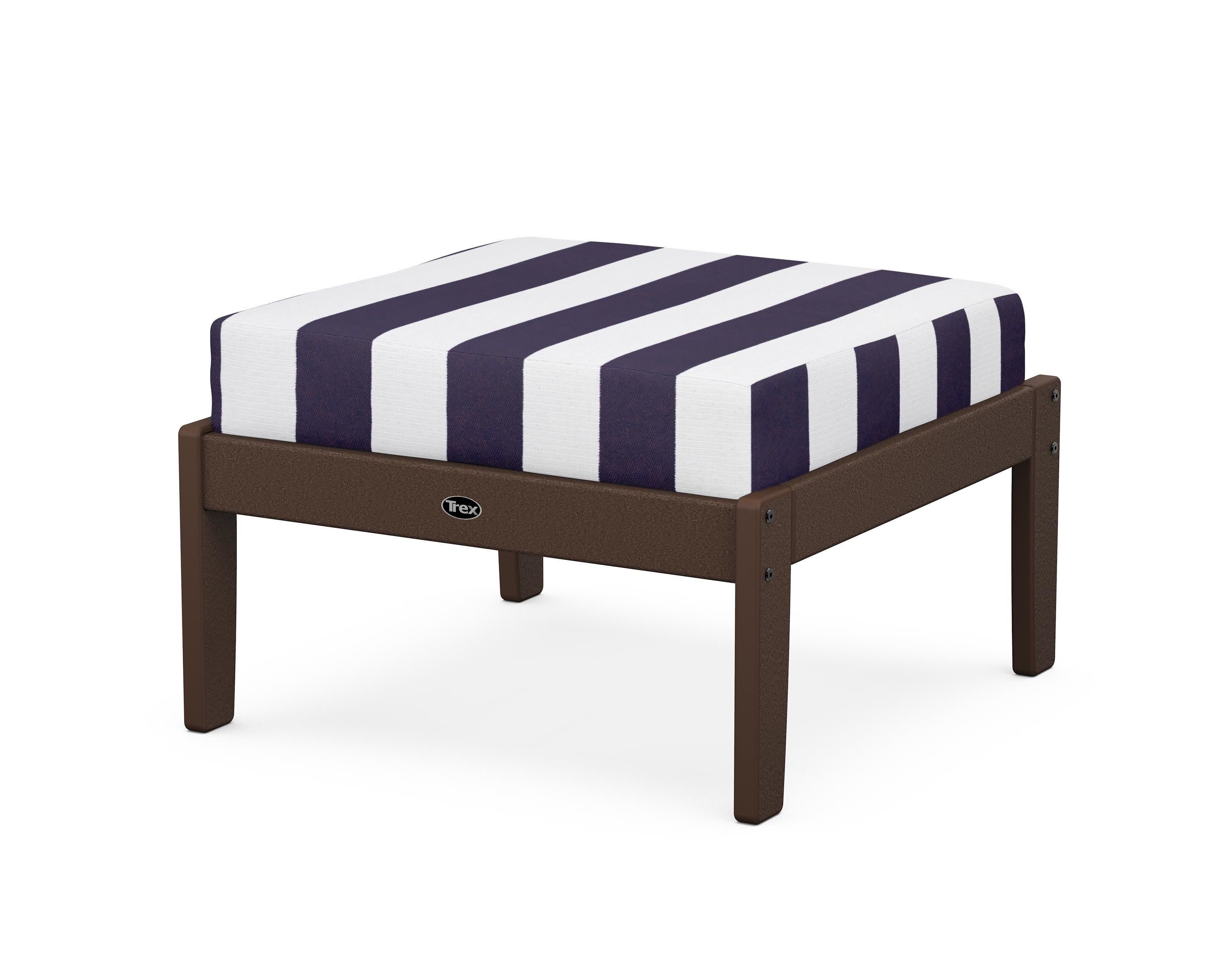 Yacht Club Deep Seating Ottoman in Vintage Lantern / Cabana Stripe Navy