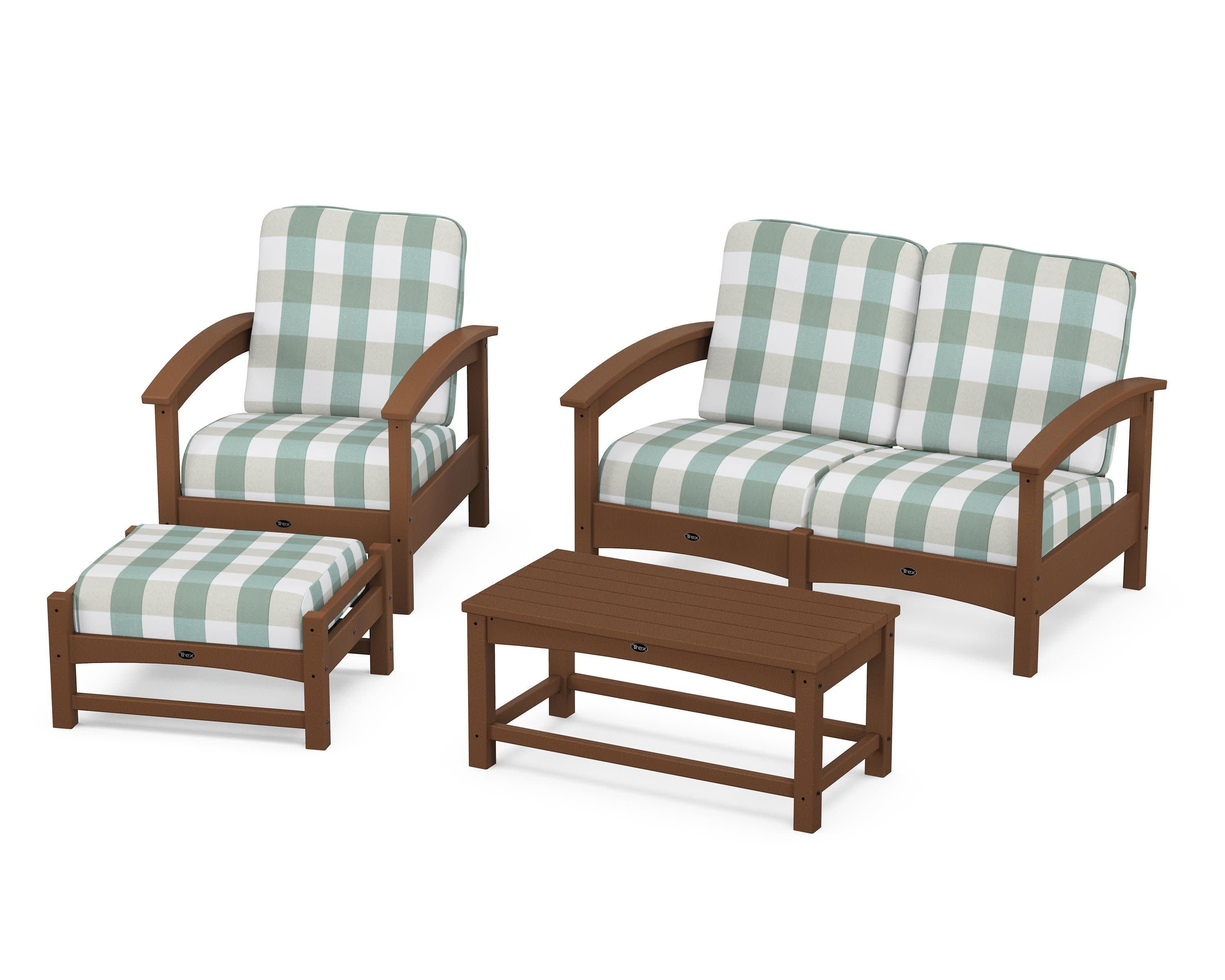 Rockport 4-Piece Deep Seating Conversation Group in Tree House / Buffalo Plaid Glacier Spa