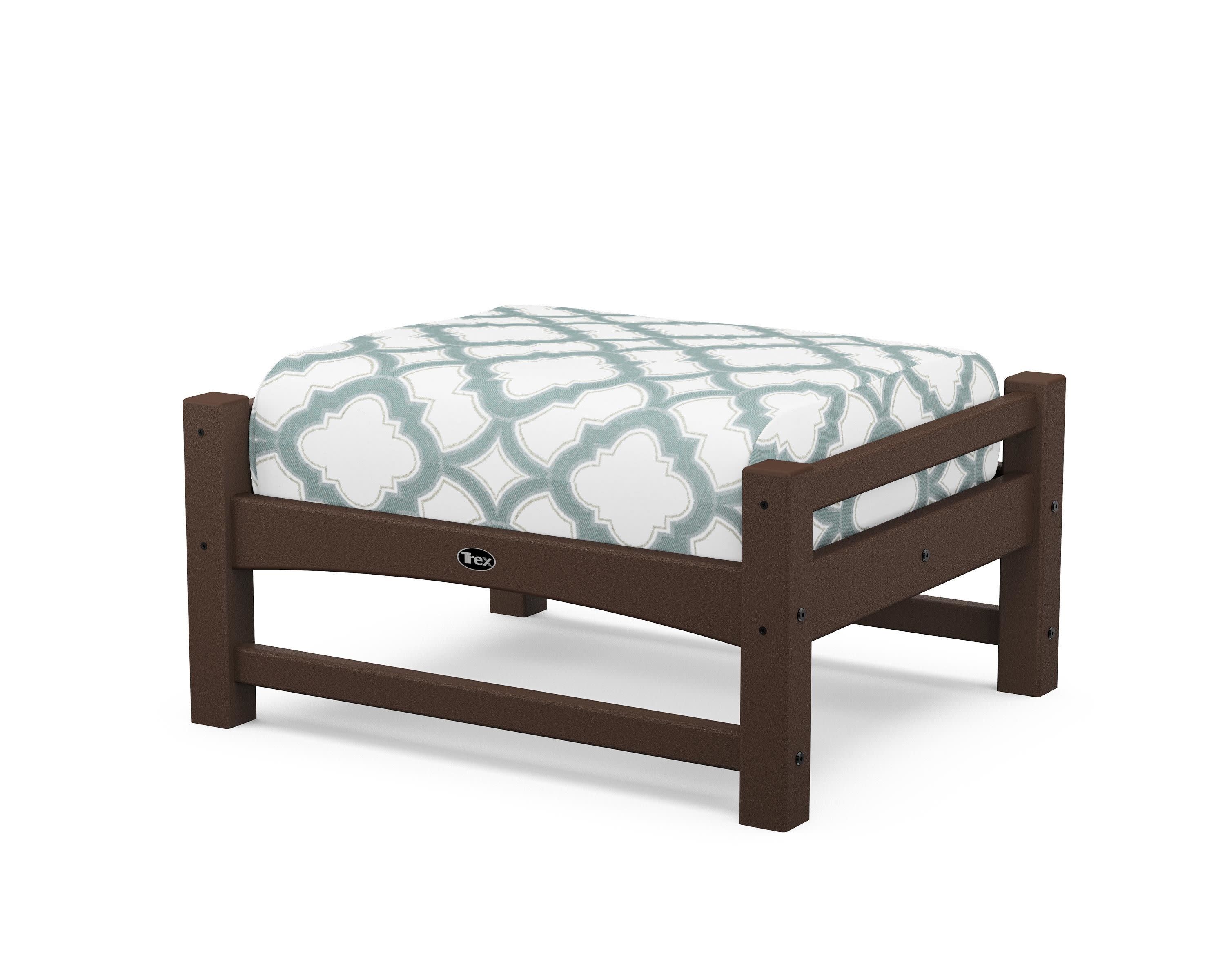 Rockport Club Ottoman in Vintage Lantern / Trellis Glacier Spa