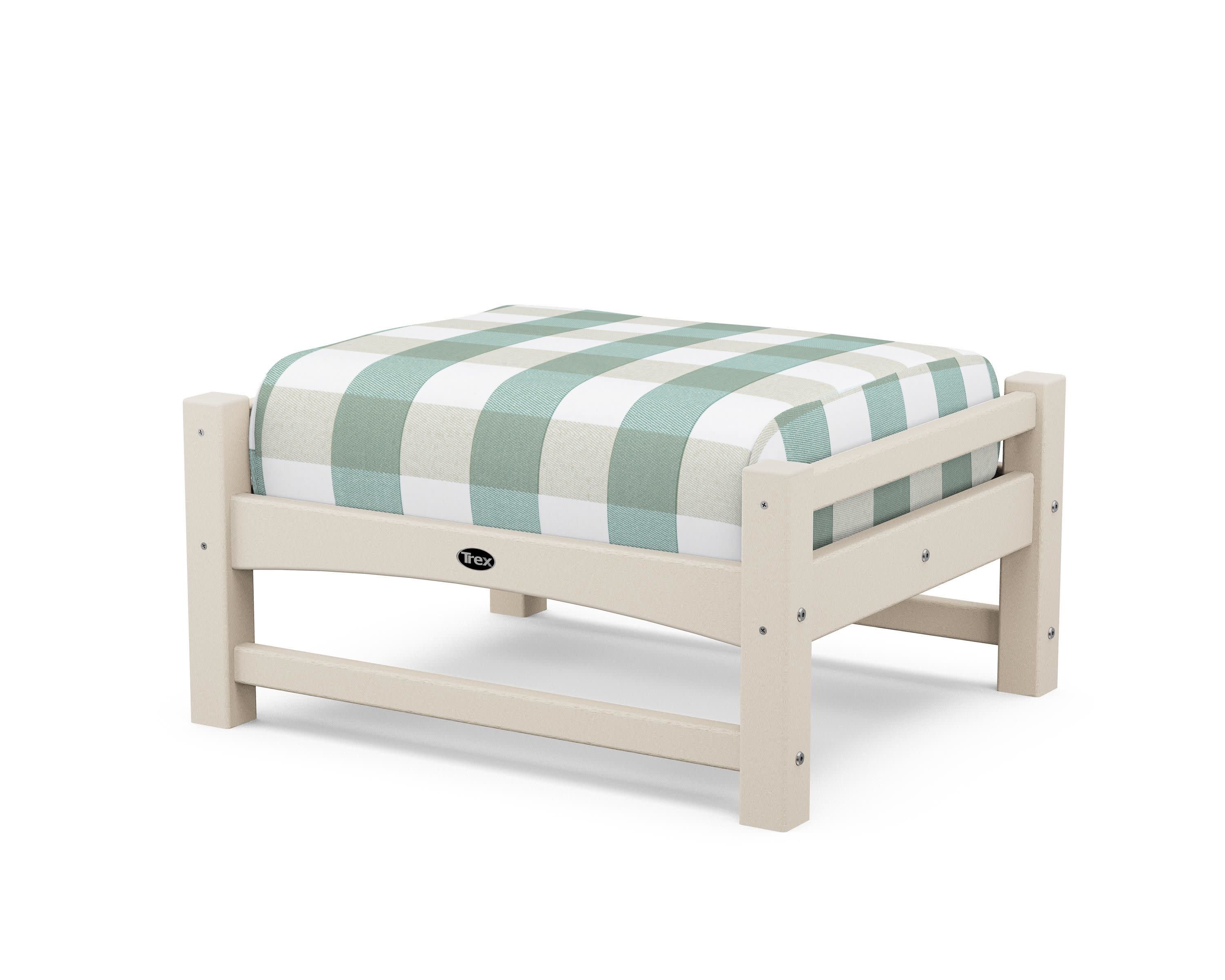Rockport Club Ottoman in Sand Castle / Buffalo Plaid Glacier Spa