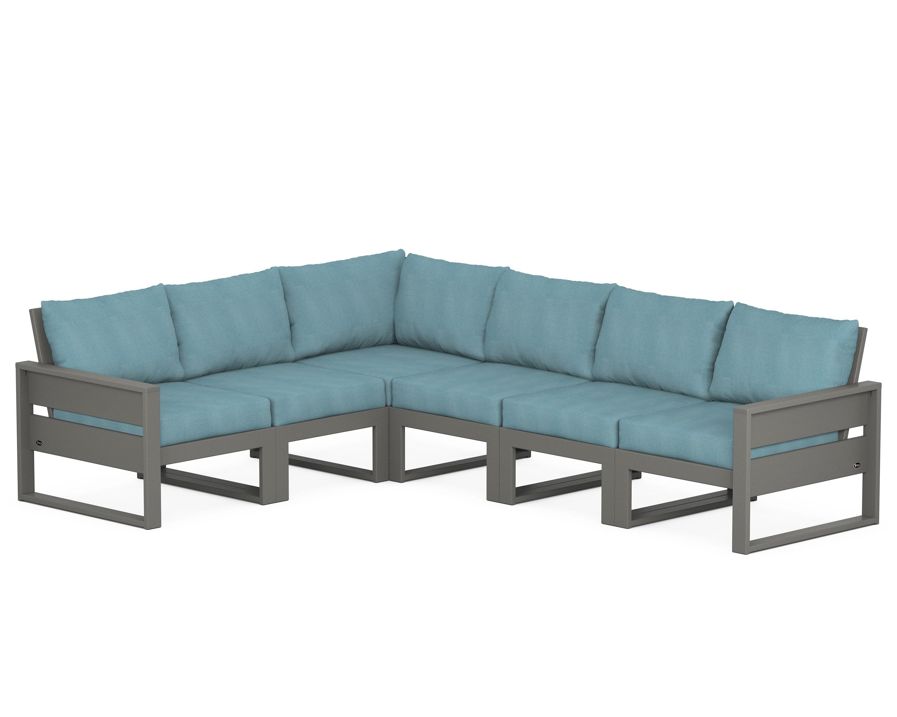 Eastport 6-Piece Sectional in Stepping Stone / Lattice Sky Blue