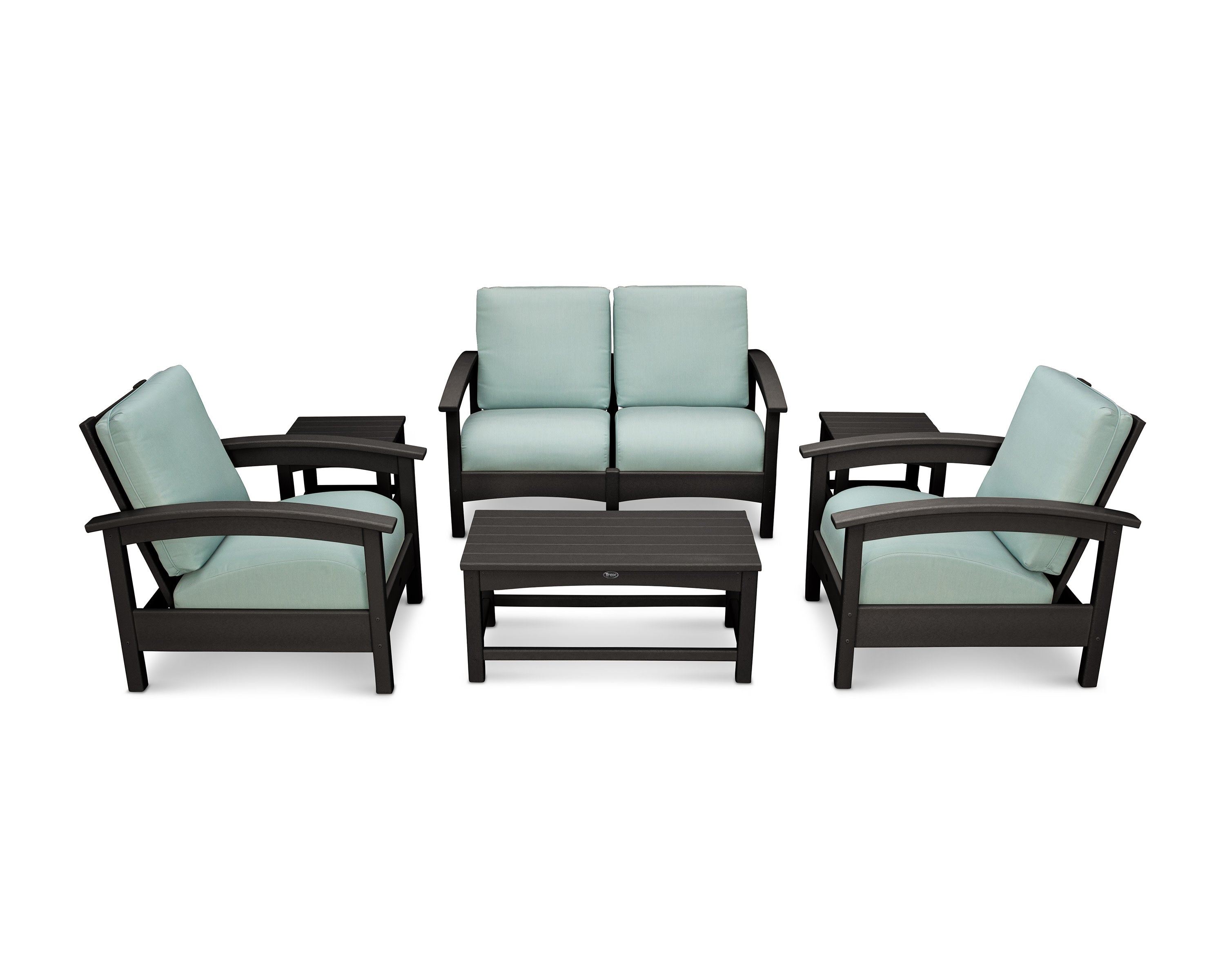 Rockport Club 6-Piece Deep Seating Conversation Set in Charcoal Black / Spa