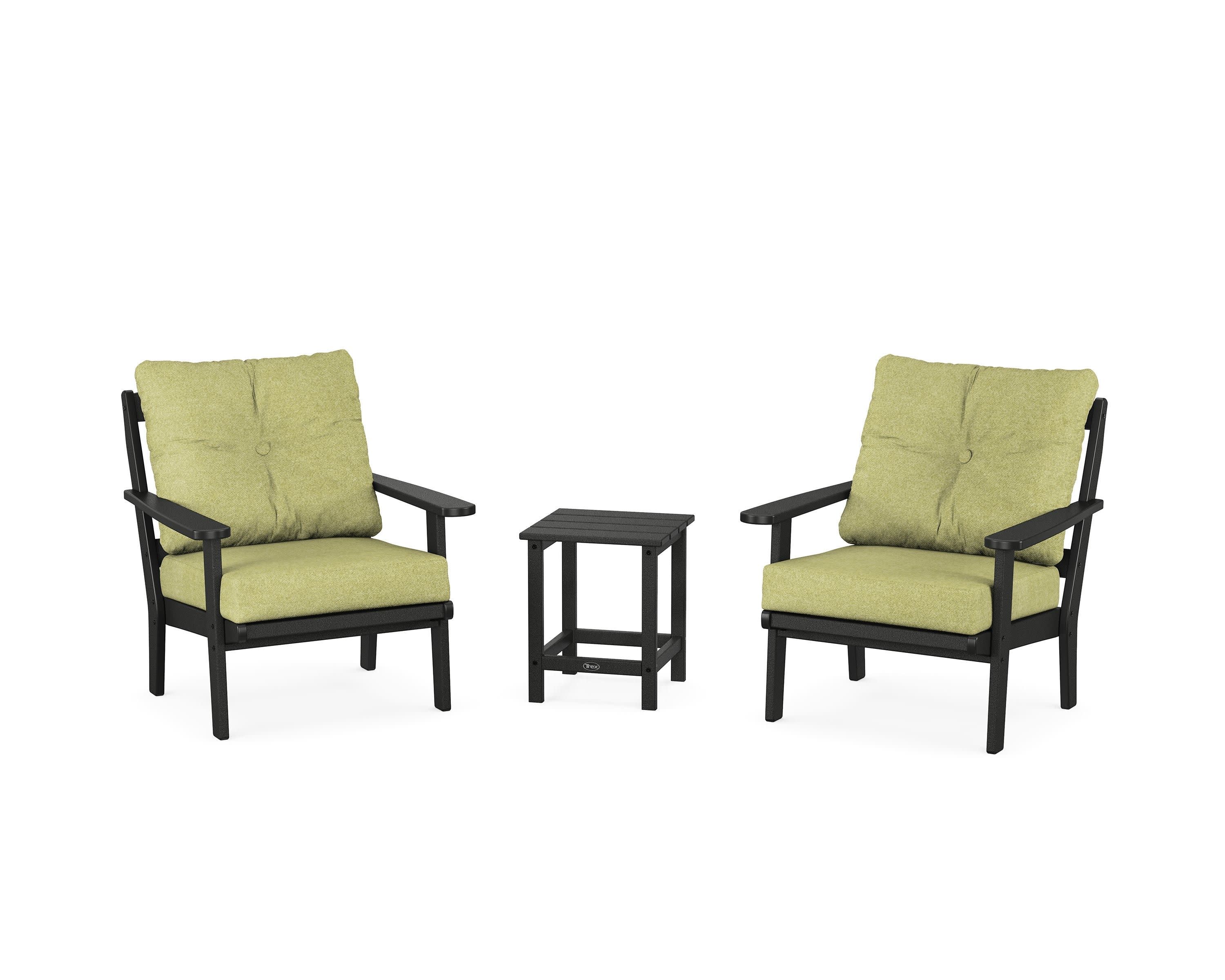 Cape Cod 3-Piece Deep Seating Set in Charcoal Black / Chartreuse Boucle