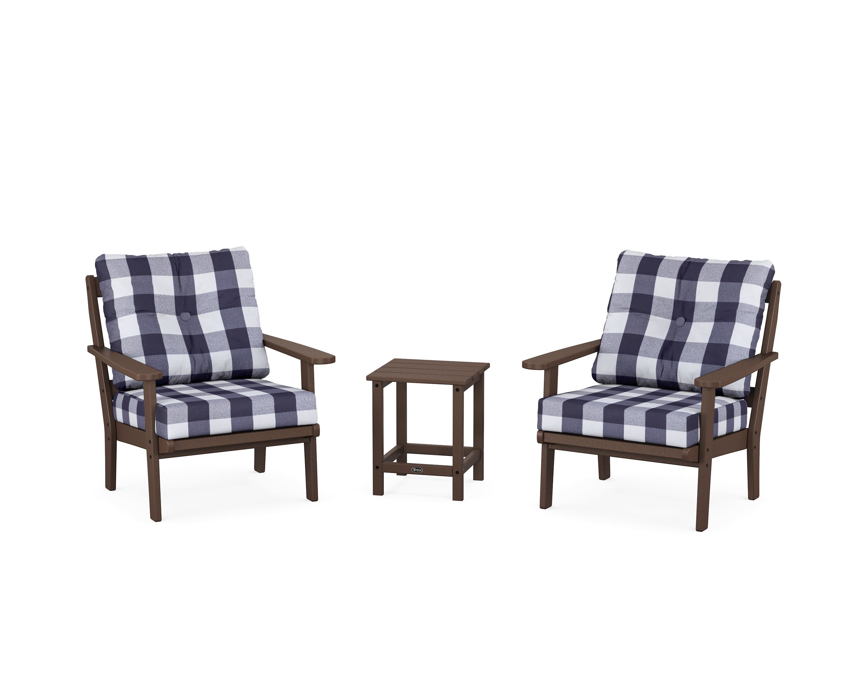 Cape Cod 3-Piece Deep Seating Set in Vintage Lantern / Buffalo Plaid Navy