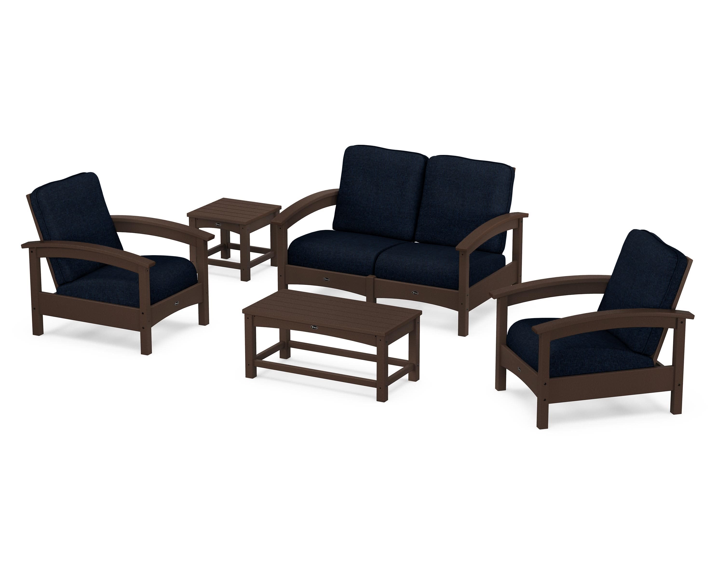Rockport Club 6-Piece Deep Seating Conversation Set in Vintage Lantern / Marine Indigo