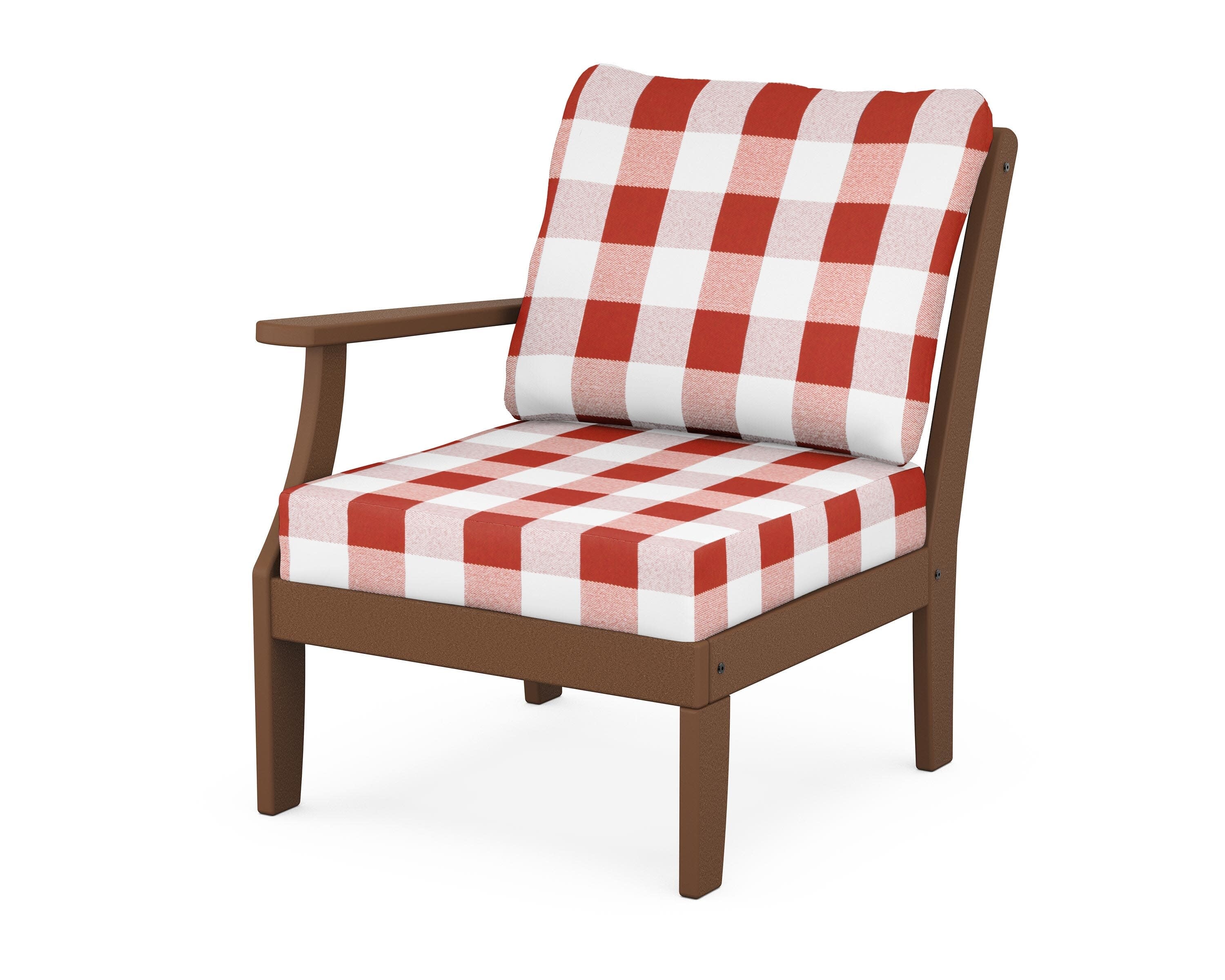 Yacht Club Modular Left Arm Chair in Tree House / Buffalo Plaid Crimson
