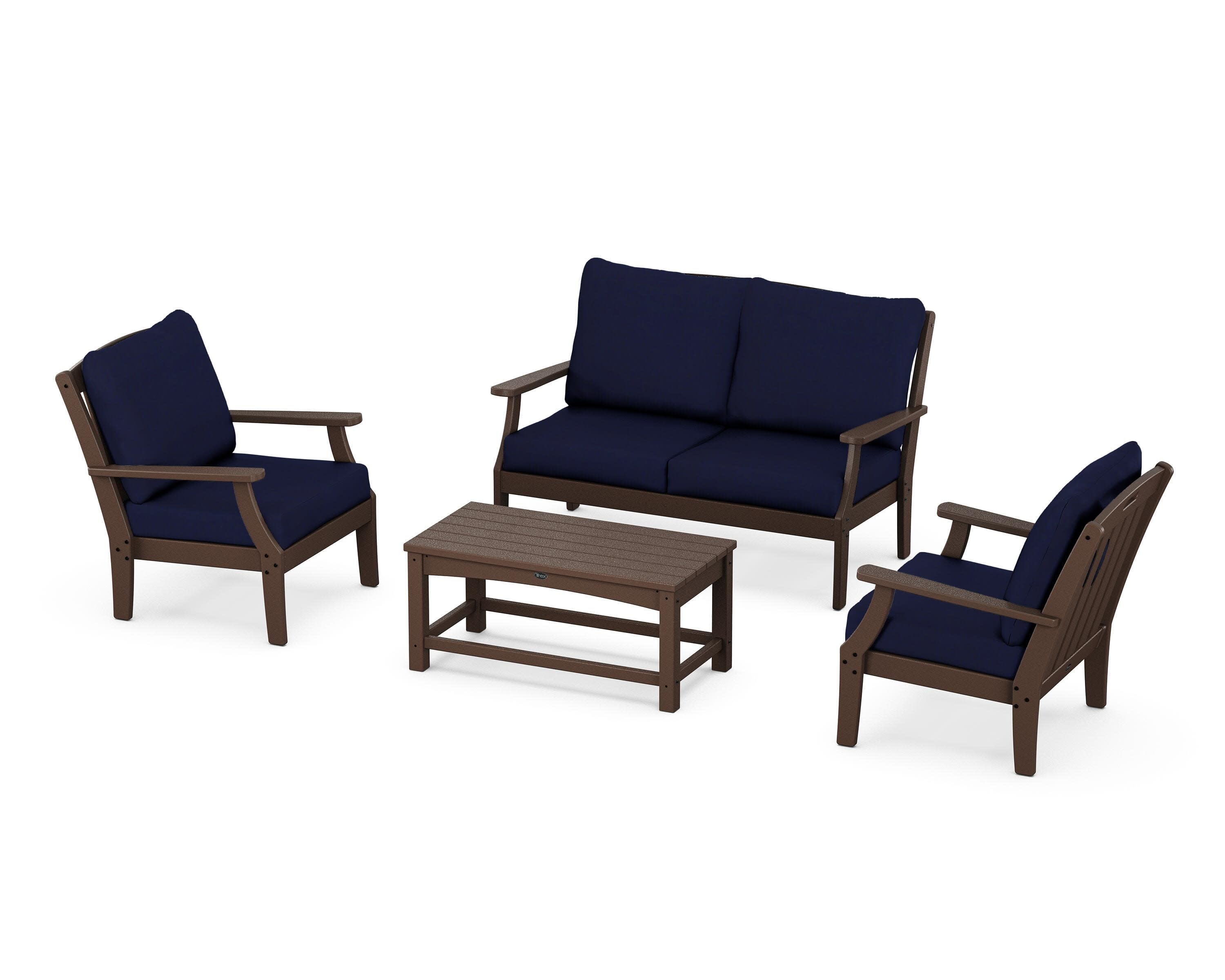 Yacht Club 4-Piece Deep Seating Chair Set in Vintage Lantern / Navy