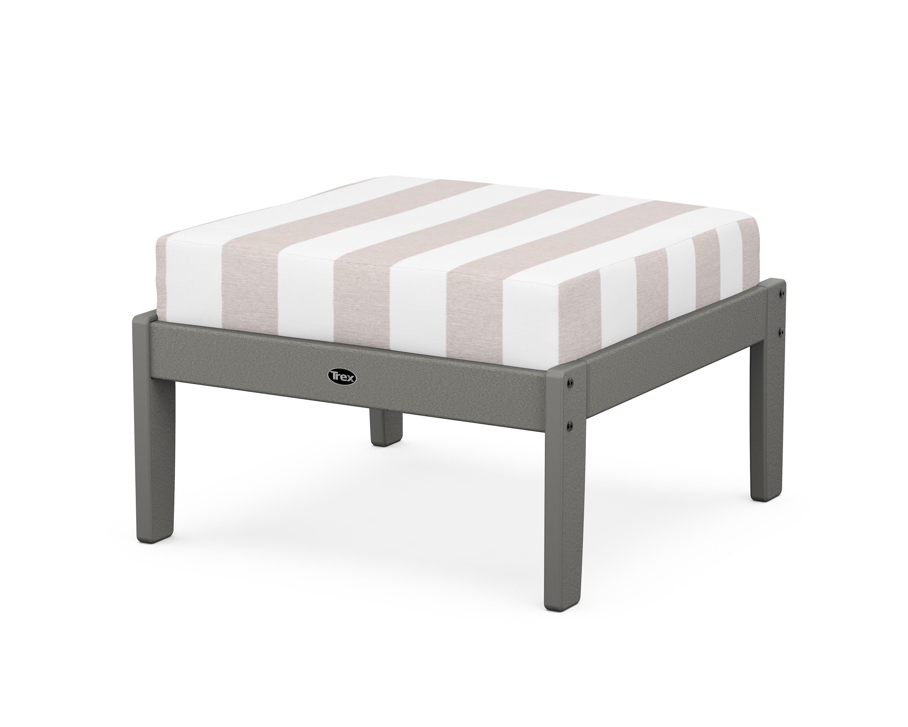Yacht Club Deep Seating Ottoman in Stepping Stone / Cabana Stripe Dune Burlap