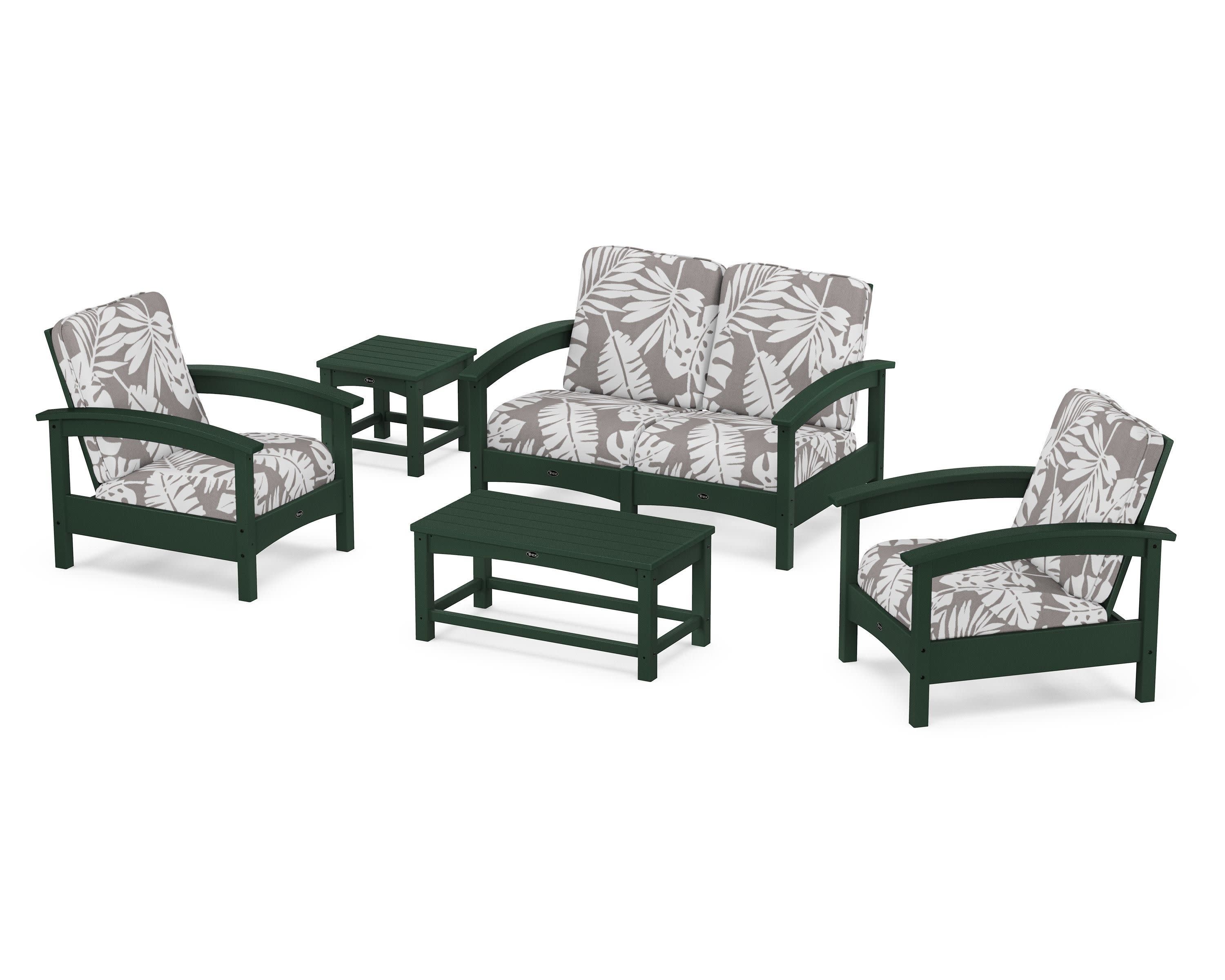 Rockport Club 6-Piece Deep Seating Conversation Set in Rainforest Canopy / Leaf Grey Mist