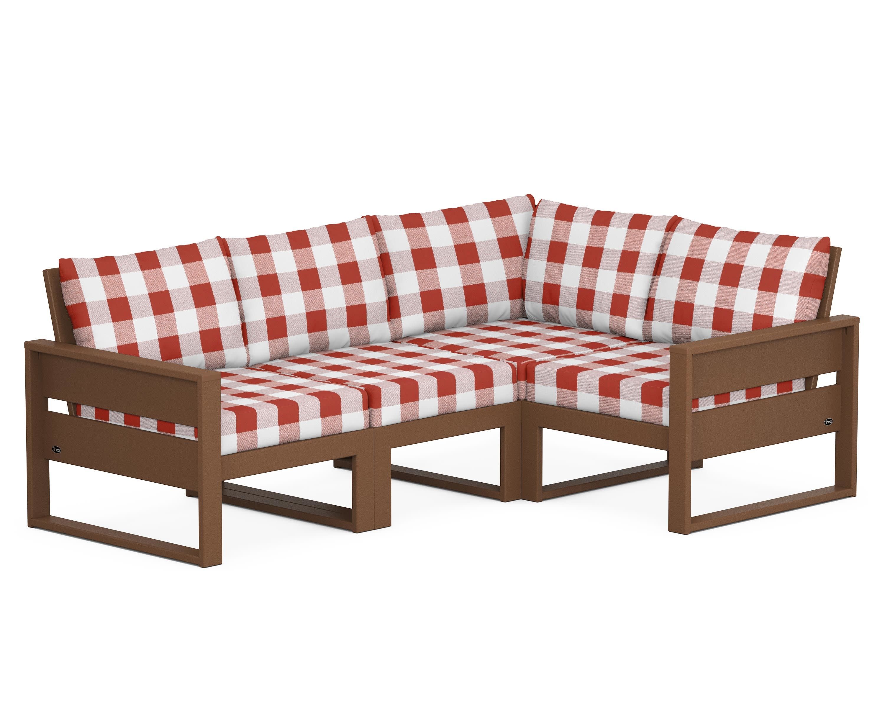 Eastport 4- Piece Sectional in Tree House / Buffalo Plaid Crimson