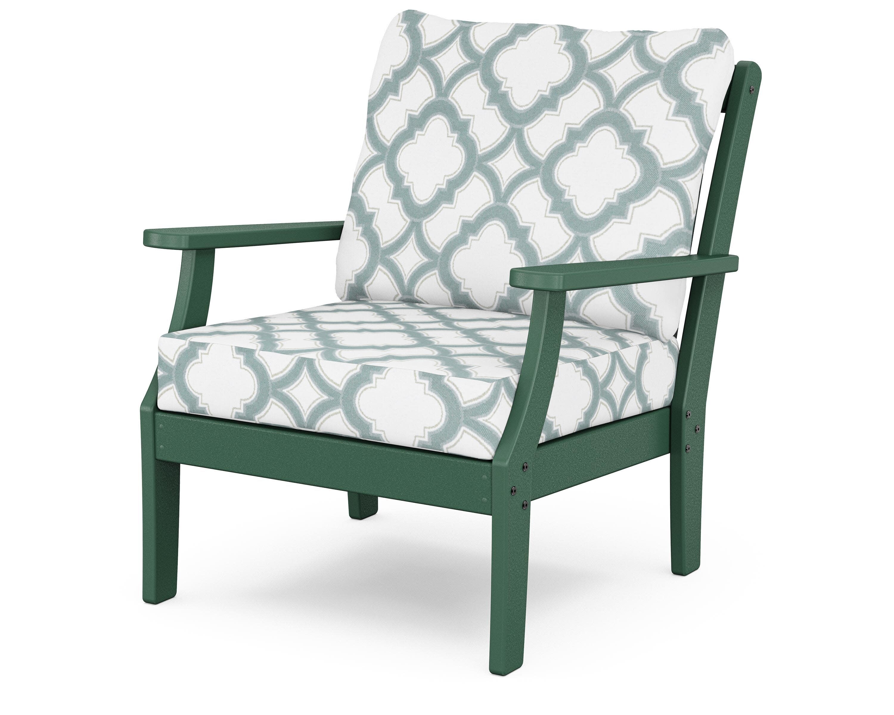 Yacht Club Deep Seating Chair in Rainforest Canopy / Trellis Glacier Spa