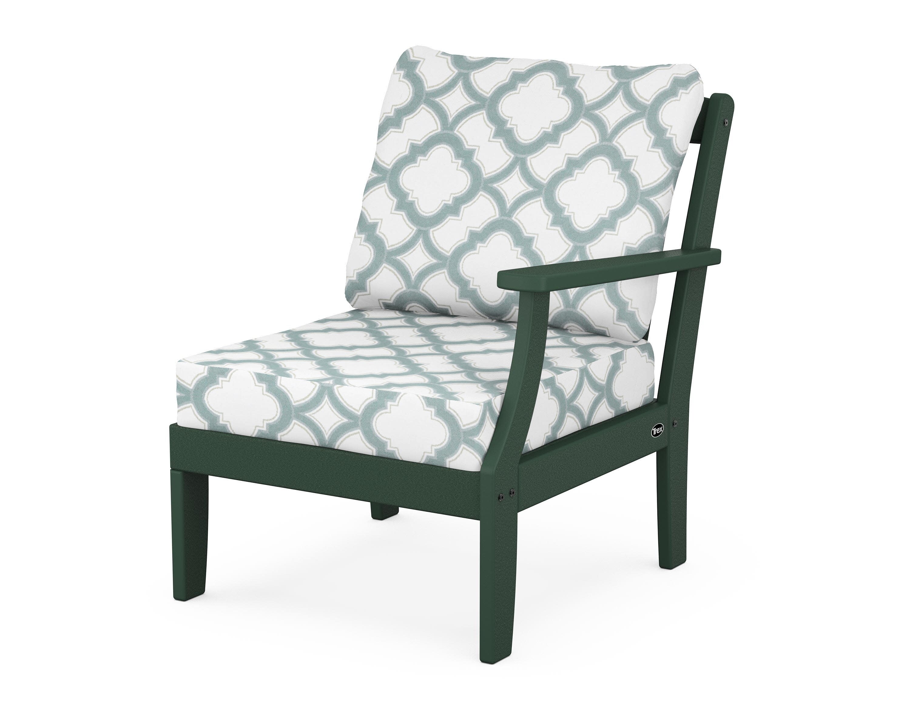 Yacht Club Modular Right Arm Chair in Rainforest Canopy / Trellis Glacier Spa