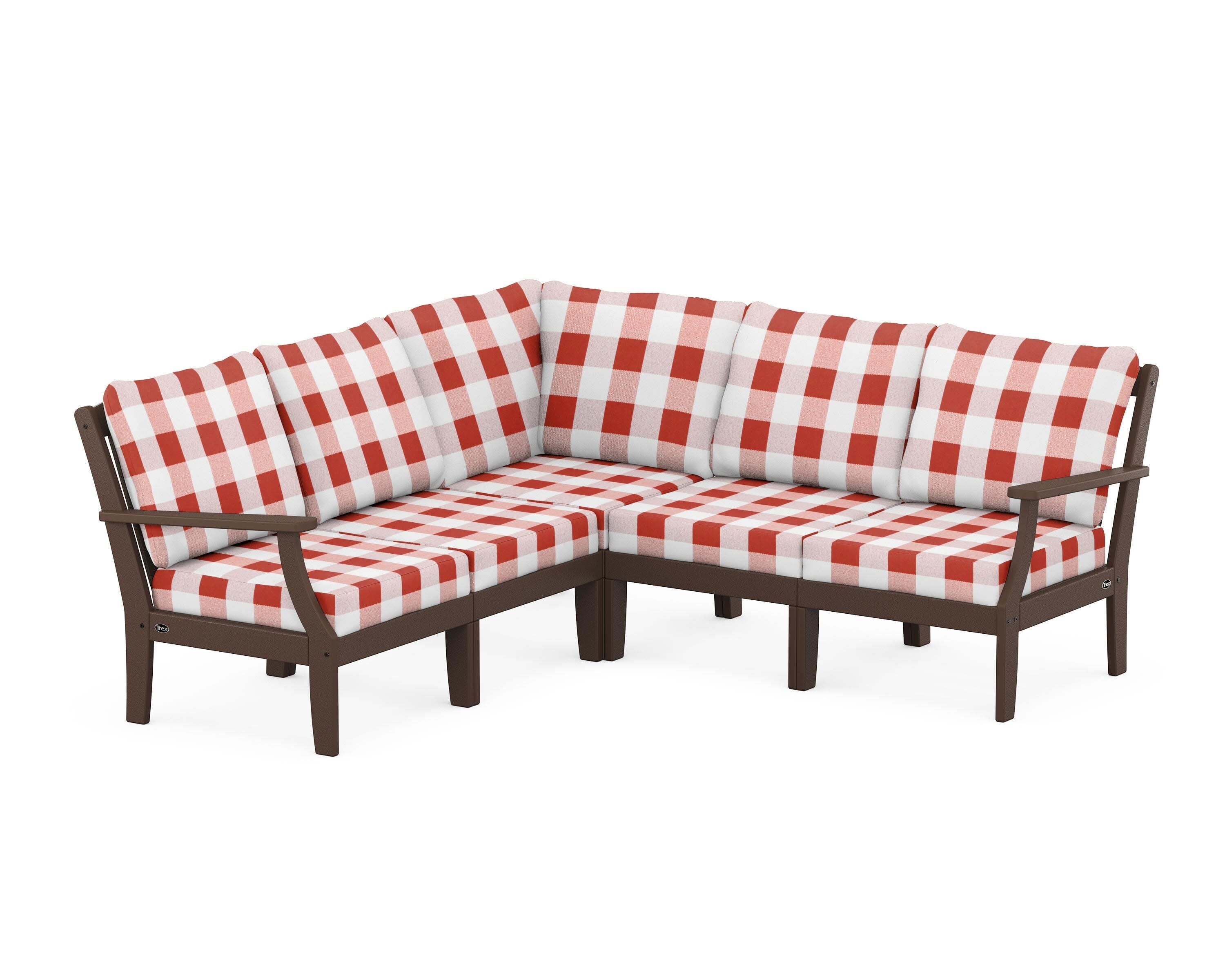Yacht Club Modular 5-Piece Deep Seating Set in Vintage Lantern / Buffalo Plaid Crimson