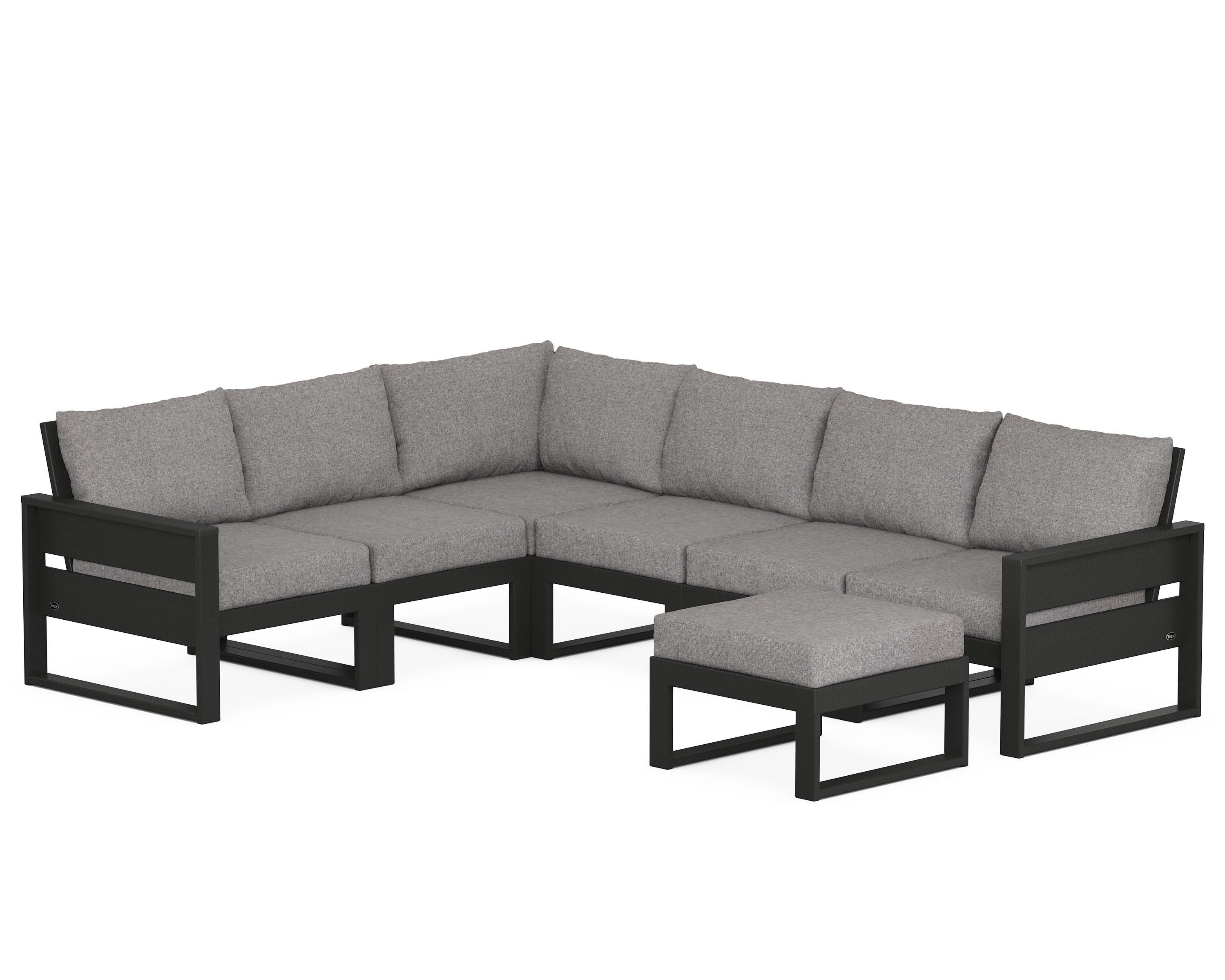 Eastport 6-Piece Sectional with Ottoman in Charcoal Black / Grey Mist