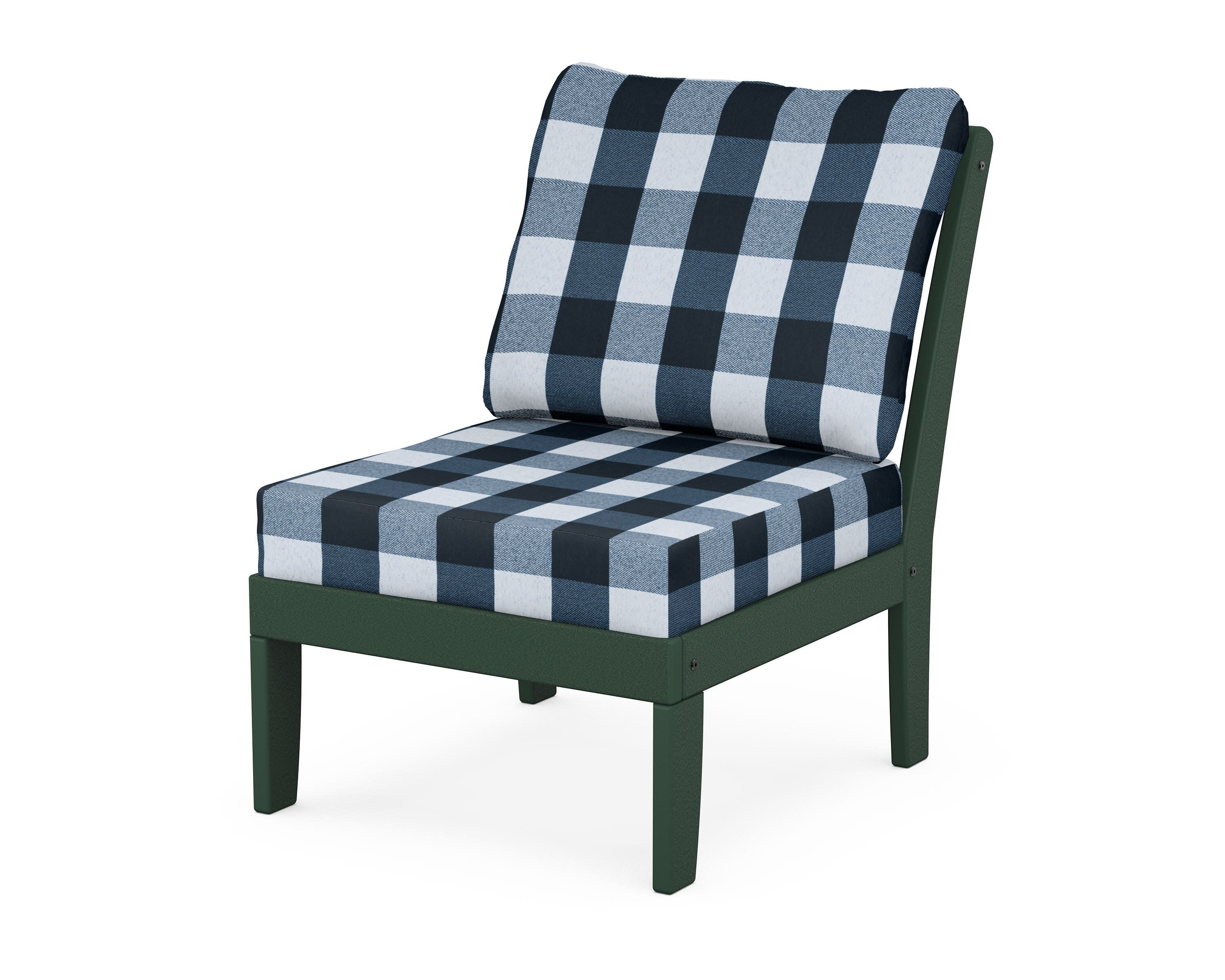 Yacht Club Modular Armless Chair in Rainforest Canopy / Buffalo Plaid Marine Indigo