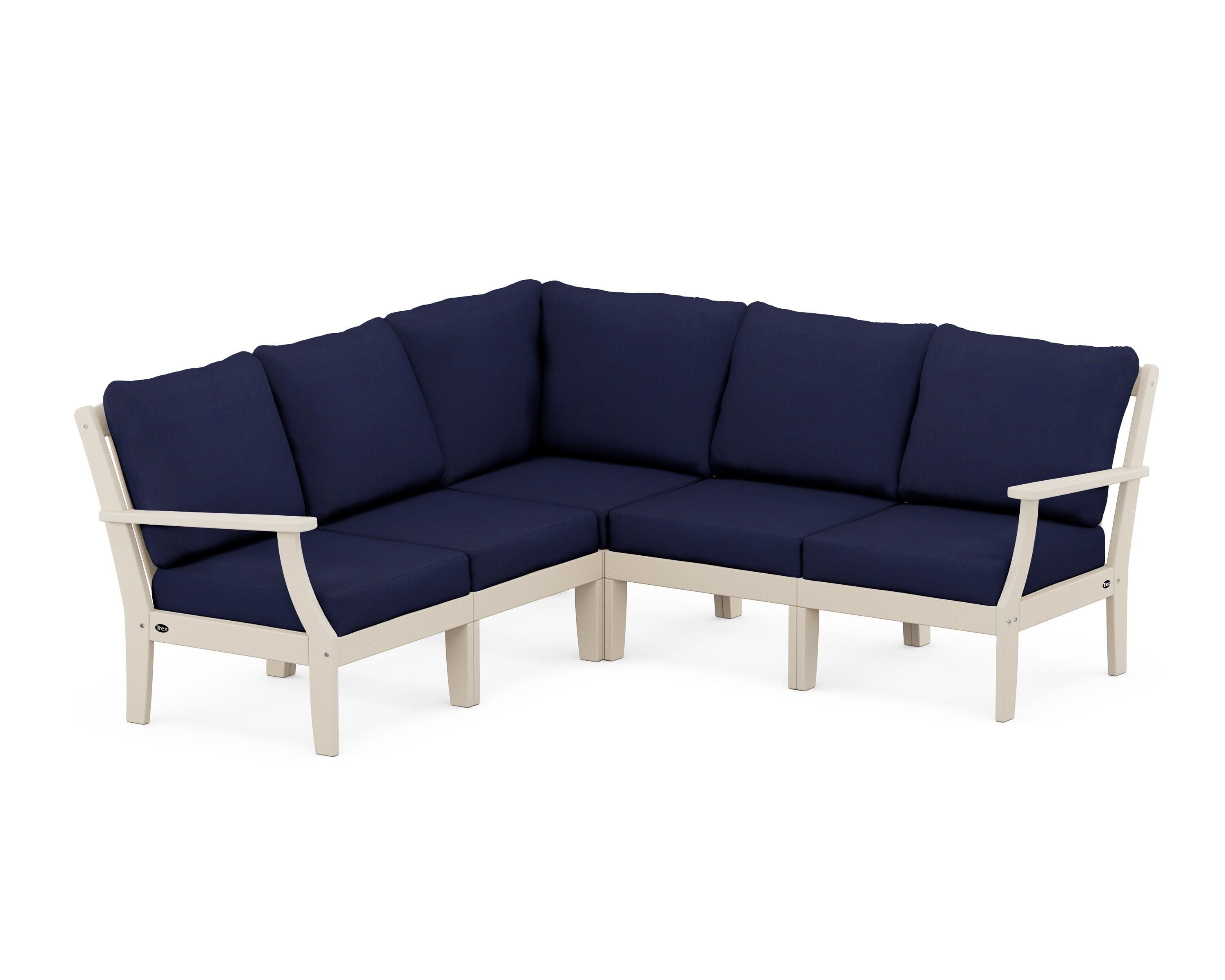 Yacht Club Modular 5-Piece Deep Seating Set in Sand Castle / Navy