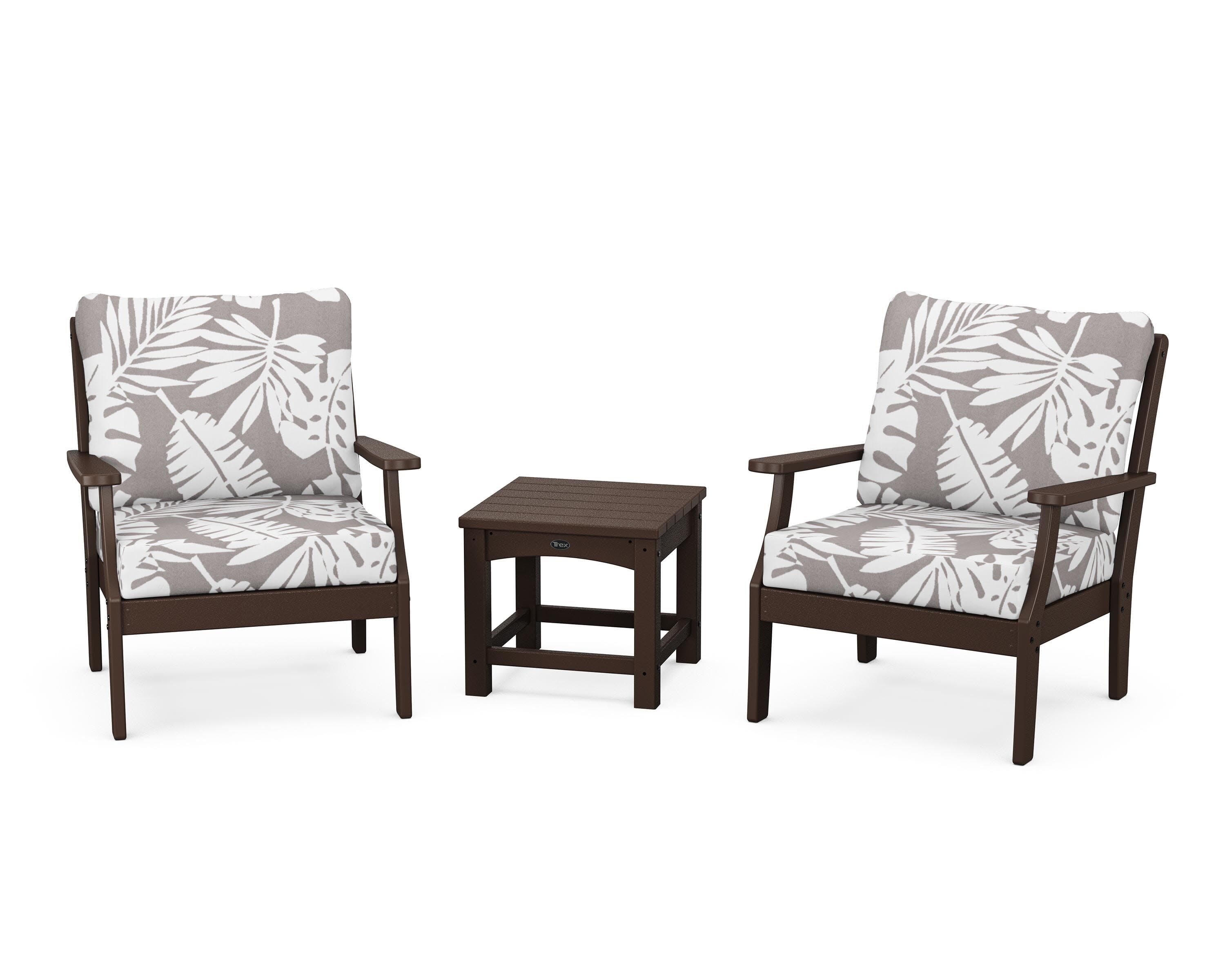 Yacht Club 3-Piece Deep Seating Set in Vintage Lantern / Leaf Grey Mist