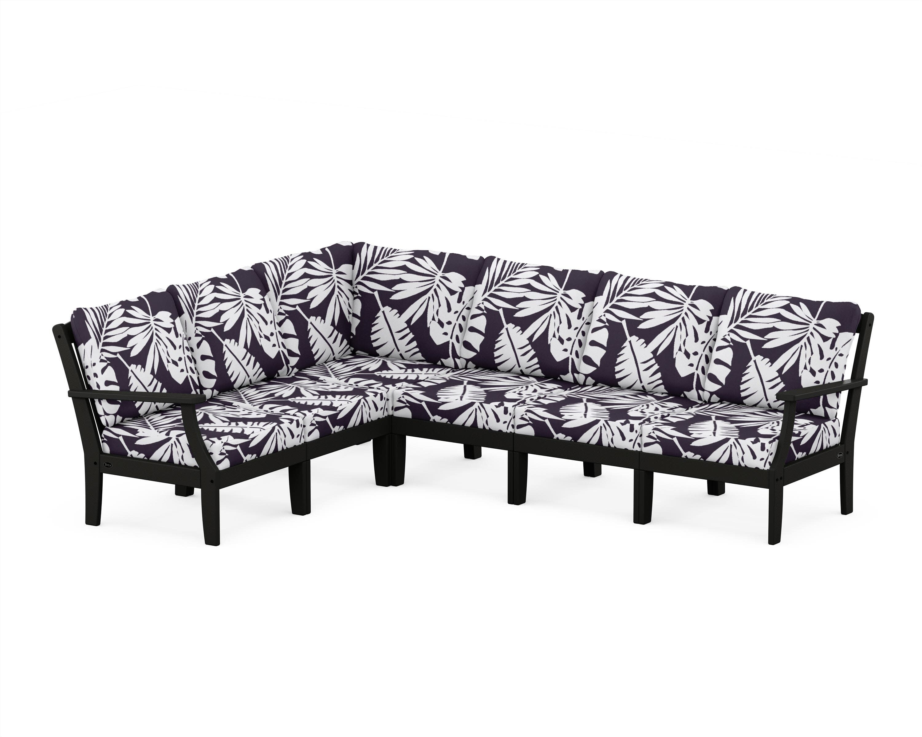 Yacht Club Modular 6-Piece Deep Seating Set in Charcoal Black / Leaf Navy