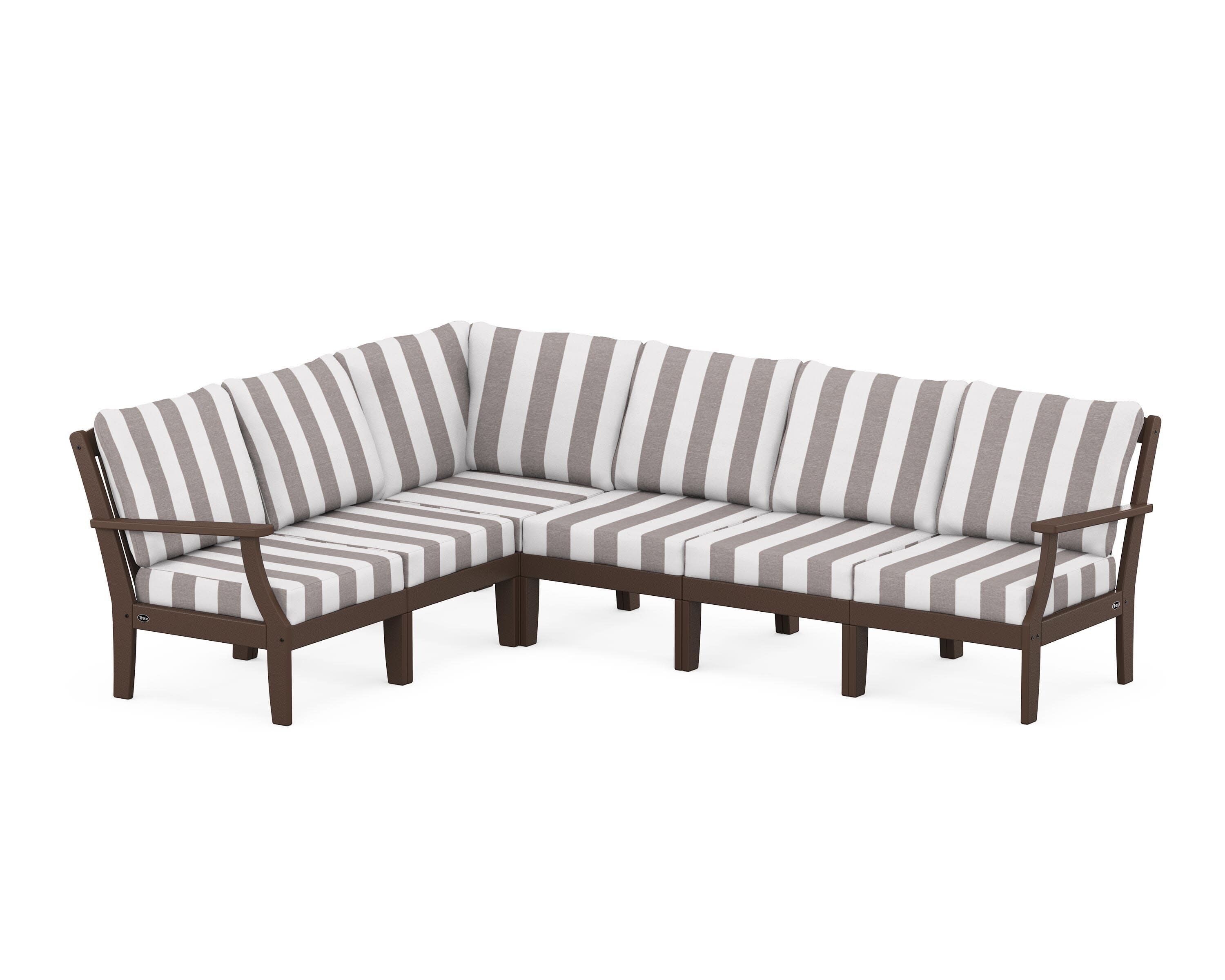 Yacht Club Modular 6-Piece Deep Seating Set in Vintage Lantern / Cabana Stripe Grey Mist