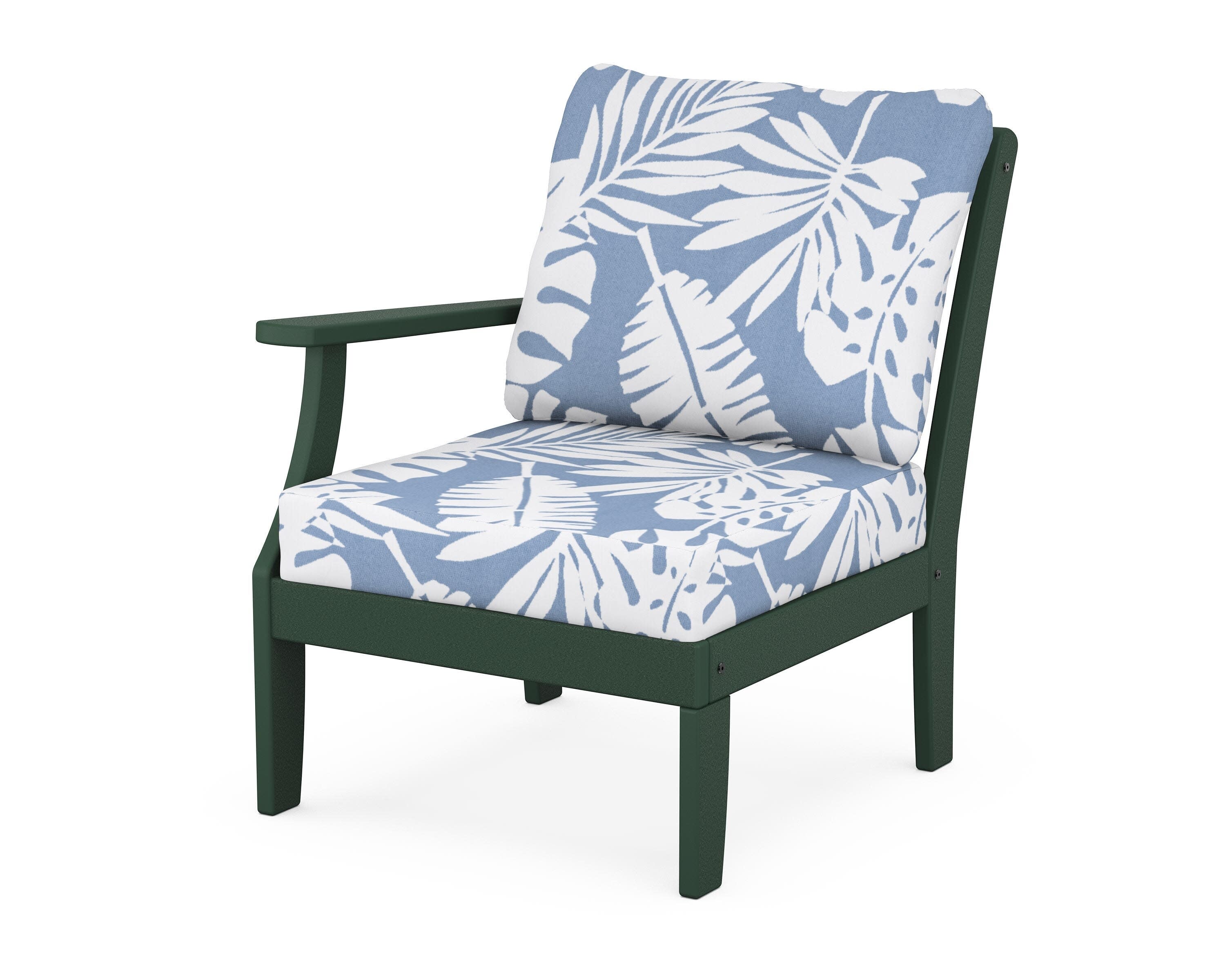 Yacht Club Modular Left Arm Chair in Rainforest Canopy / Leaf Sky Blue