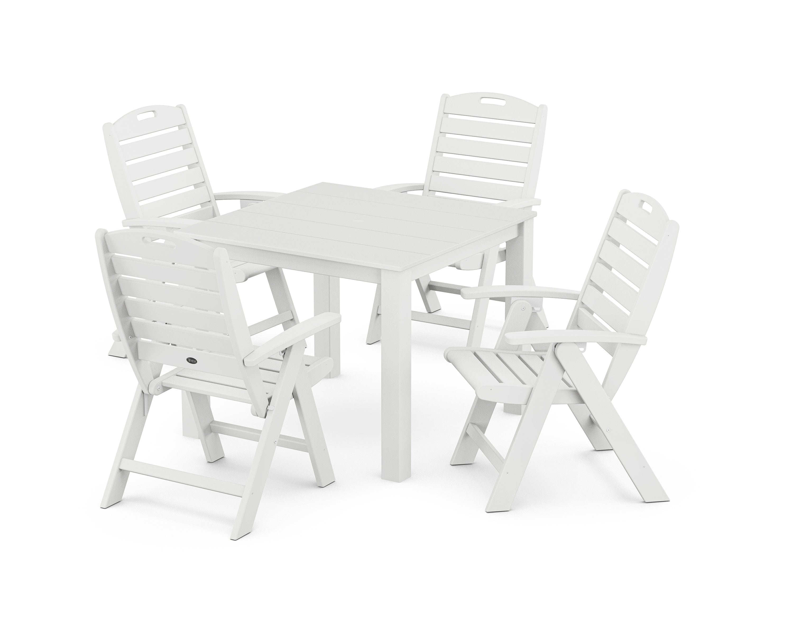 Yacht Club Highback Chair 5-Piece Parsons Dining Set in Classic White