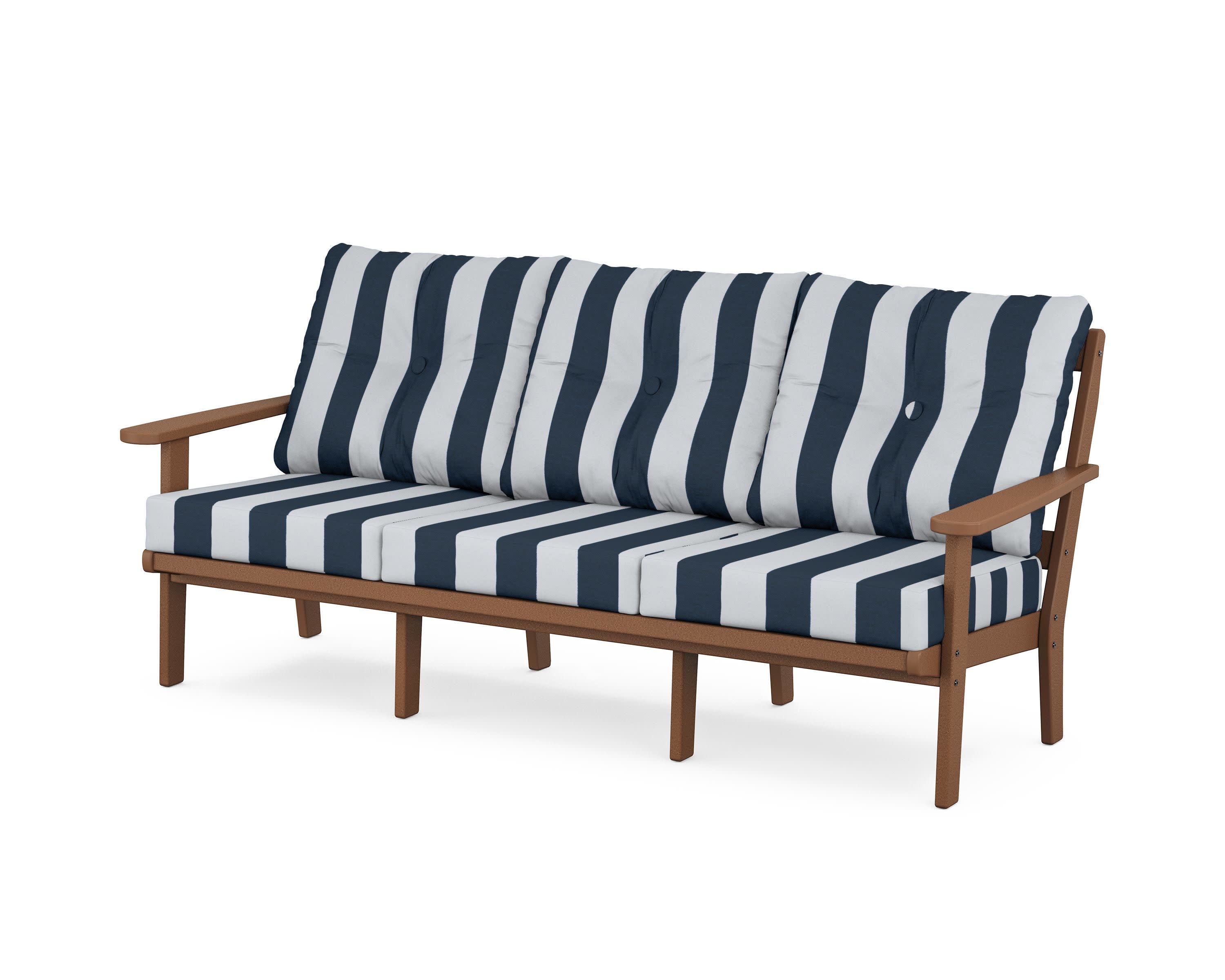Cape Cod Deep Seating Sofa in Tree House / Cabana Stripe Marine Indigo