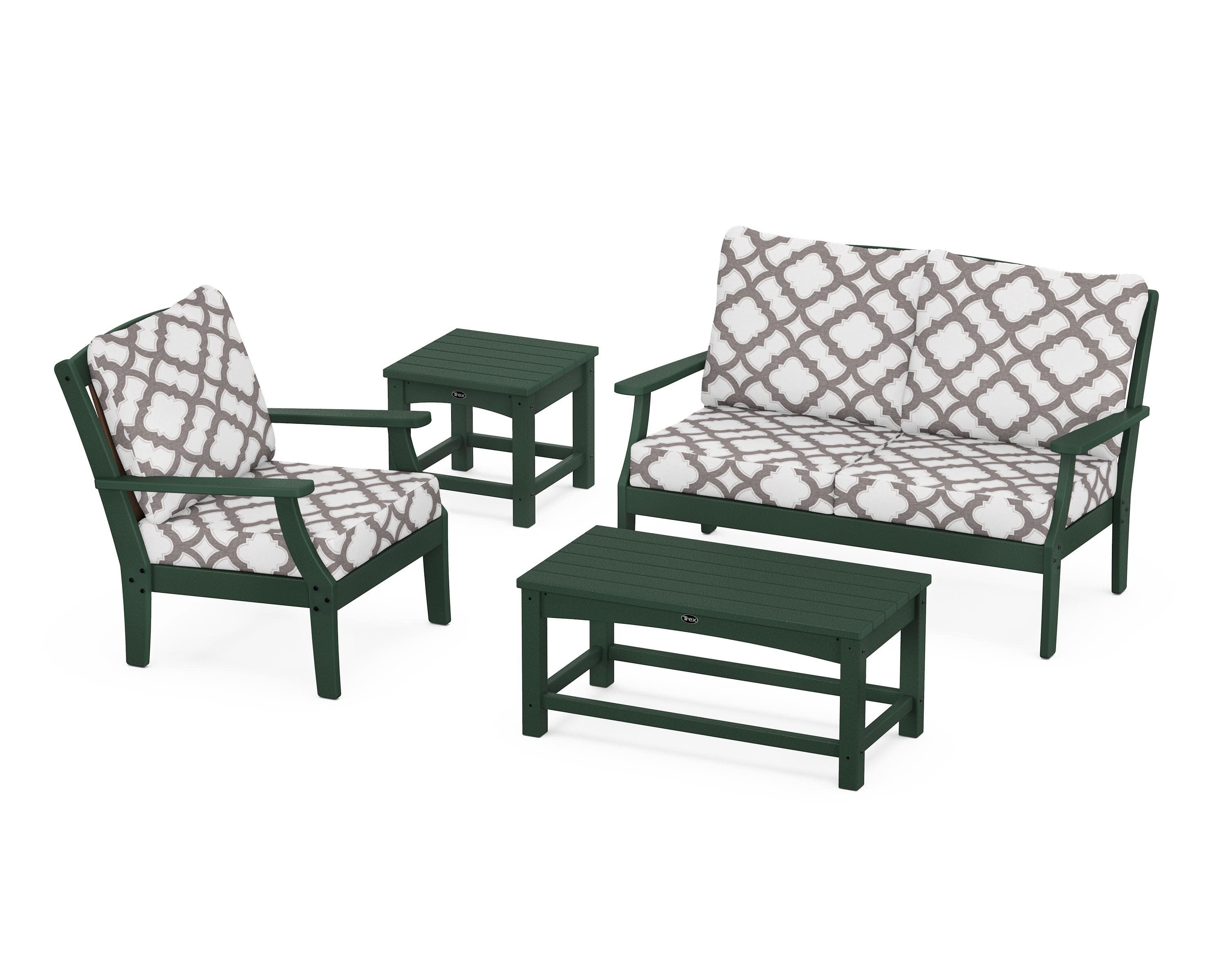 Yacht Club 4-Piece Deep Seating Set in Rainforest Canopy / Trellis Grey Mist