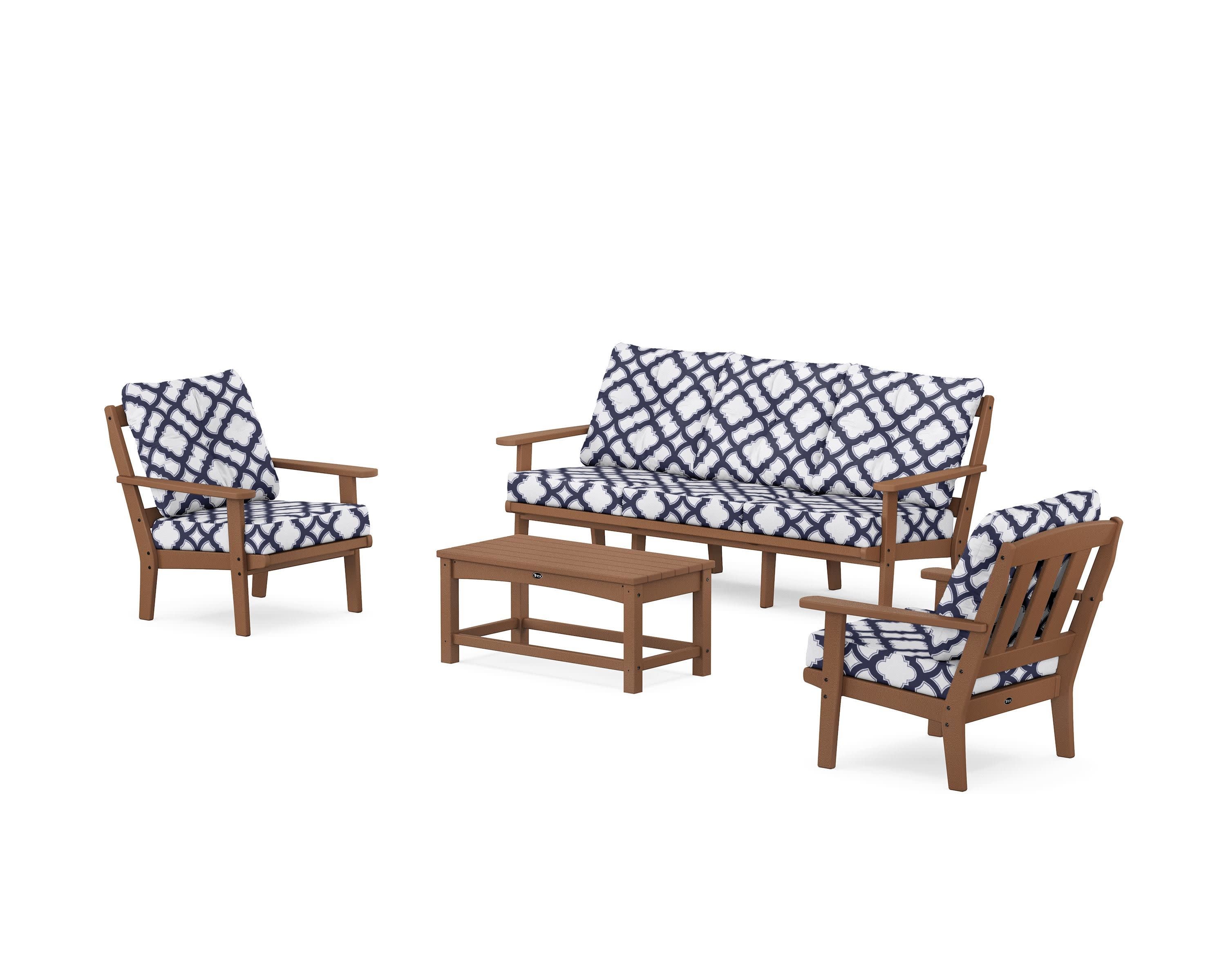 Cape Cod 4-Piece Deep Seating Set with Sofa in Tree House / Trellis Navy