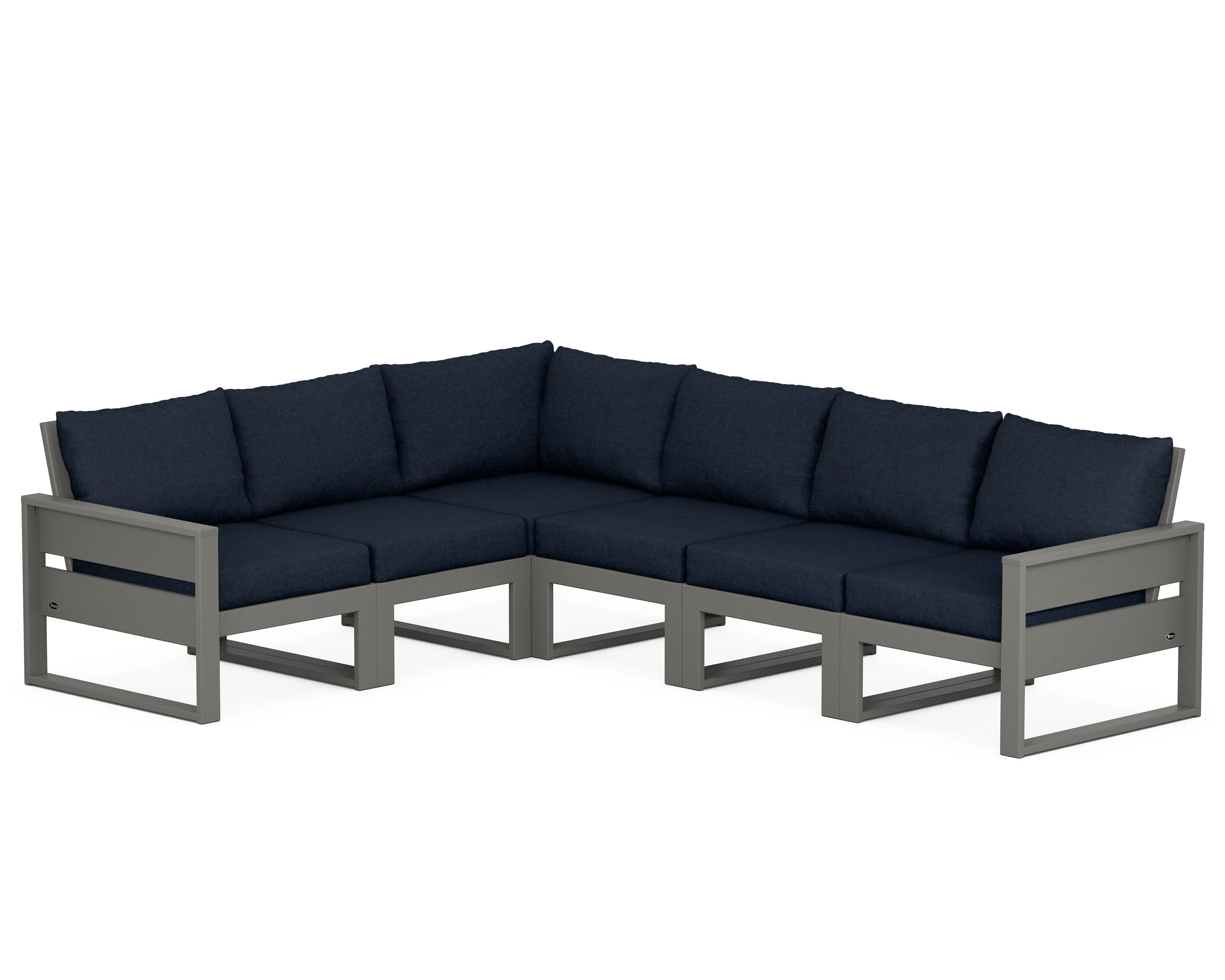 Eastport 6-Piece Sectional in Stepping Stone / Marine Indigo
