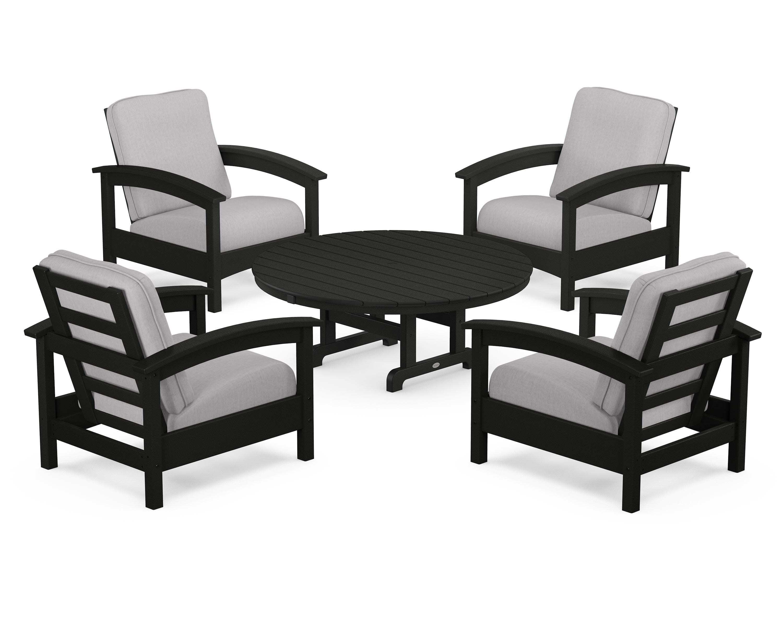 Rockport 5-Piece Deep Seating Set in Charcoal Black / Granite