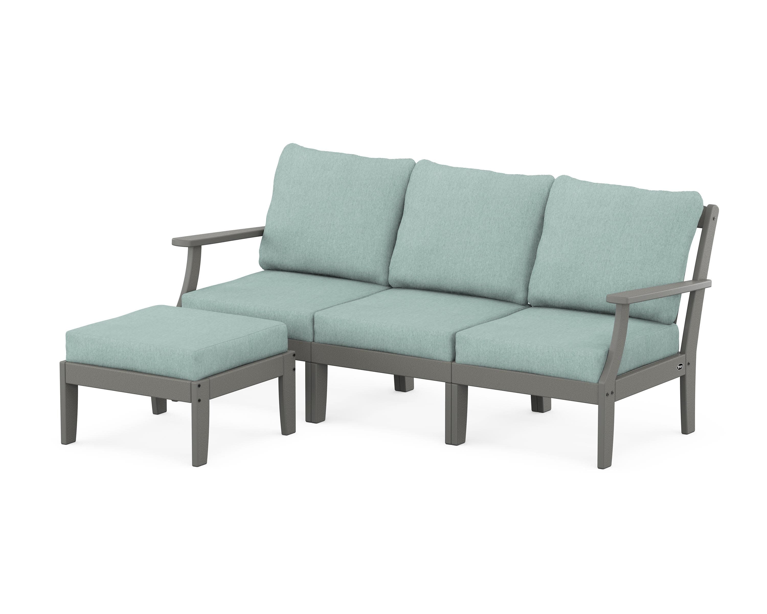 Yacht Club Modular 4-Piece Deep Seating Set with Ottoman in Stepping Stone / Glacier Spa
