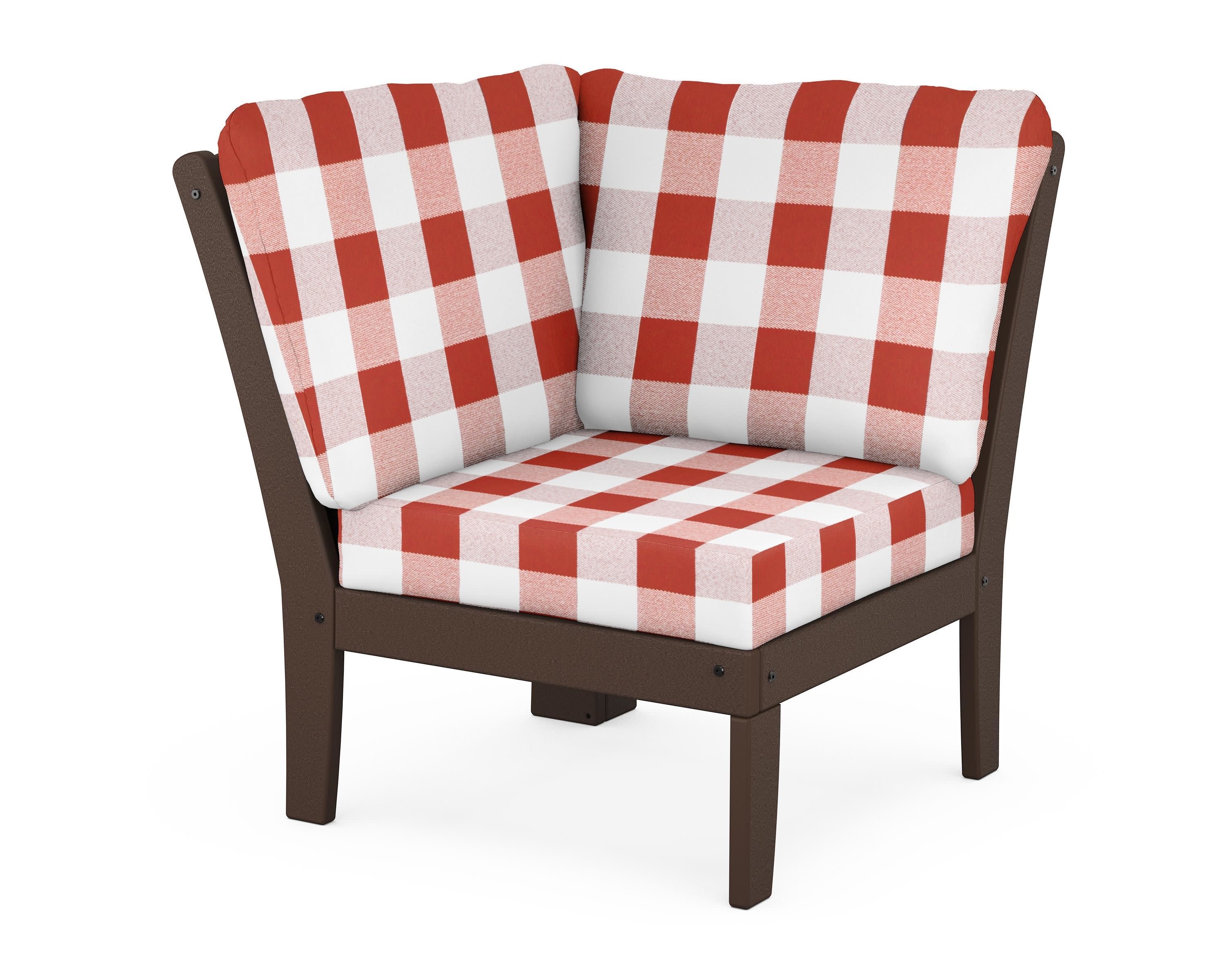 Yacht Club Modular Corner Chair in Vintage Lantern / Buffalo Plaid Crimson