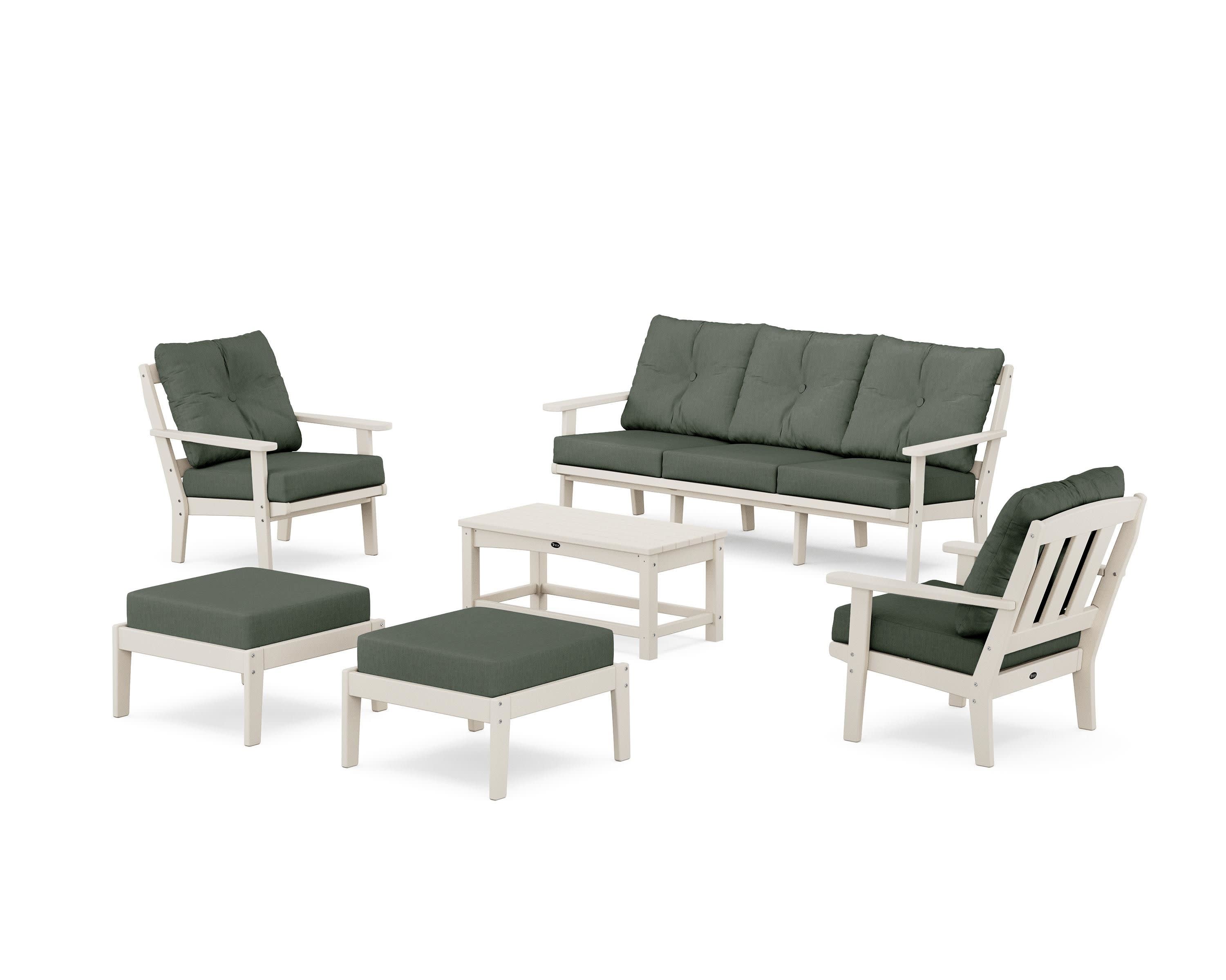 Cape Cod 6-Piece Lounge Sofa Set in Sand Castle / Cast Sage