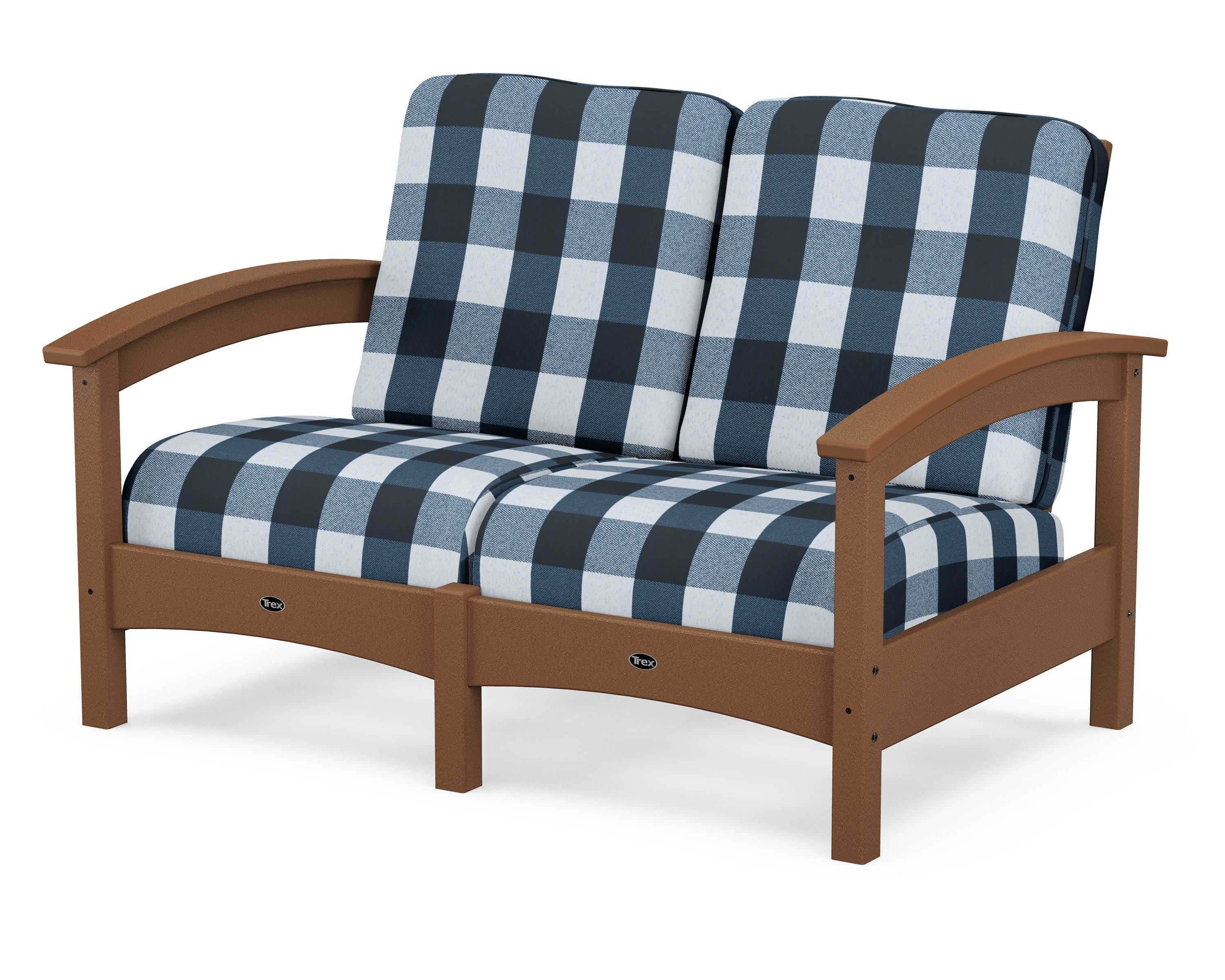 Rockport Club Loveseat in Tree House / Buffalo Plaid Marine Indigo