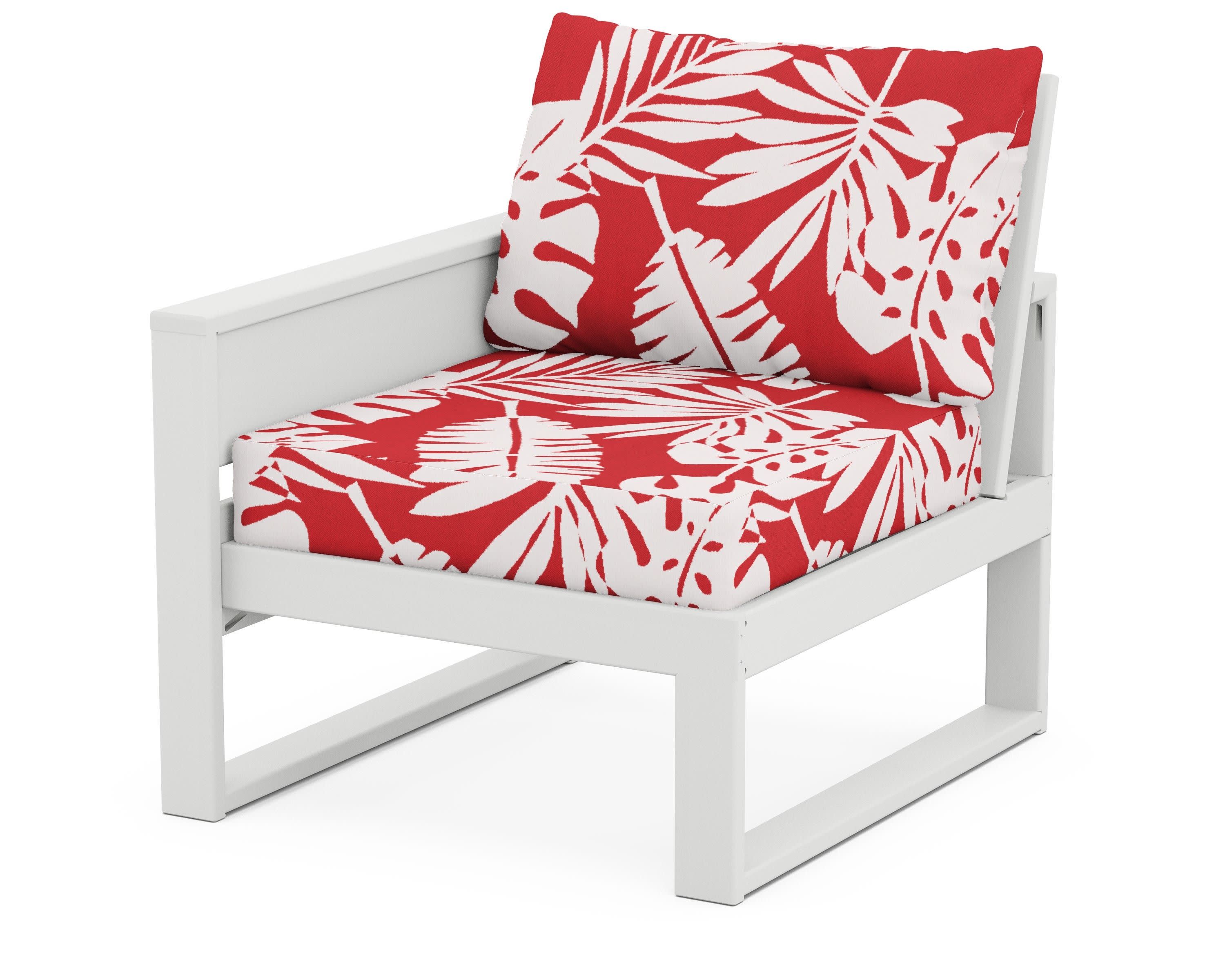 Eastport Modular Left Arm Chair in Classic White / Leaf Crimson