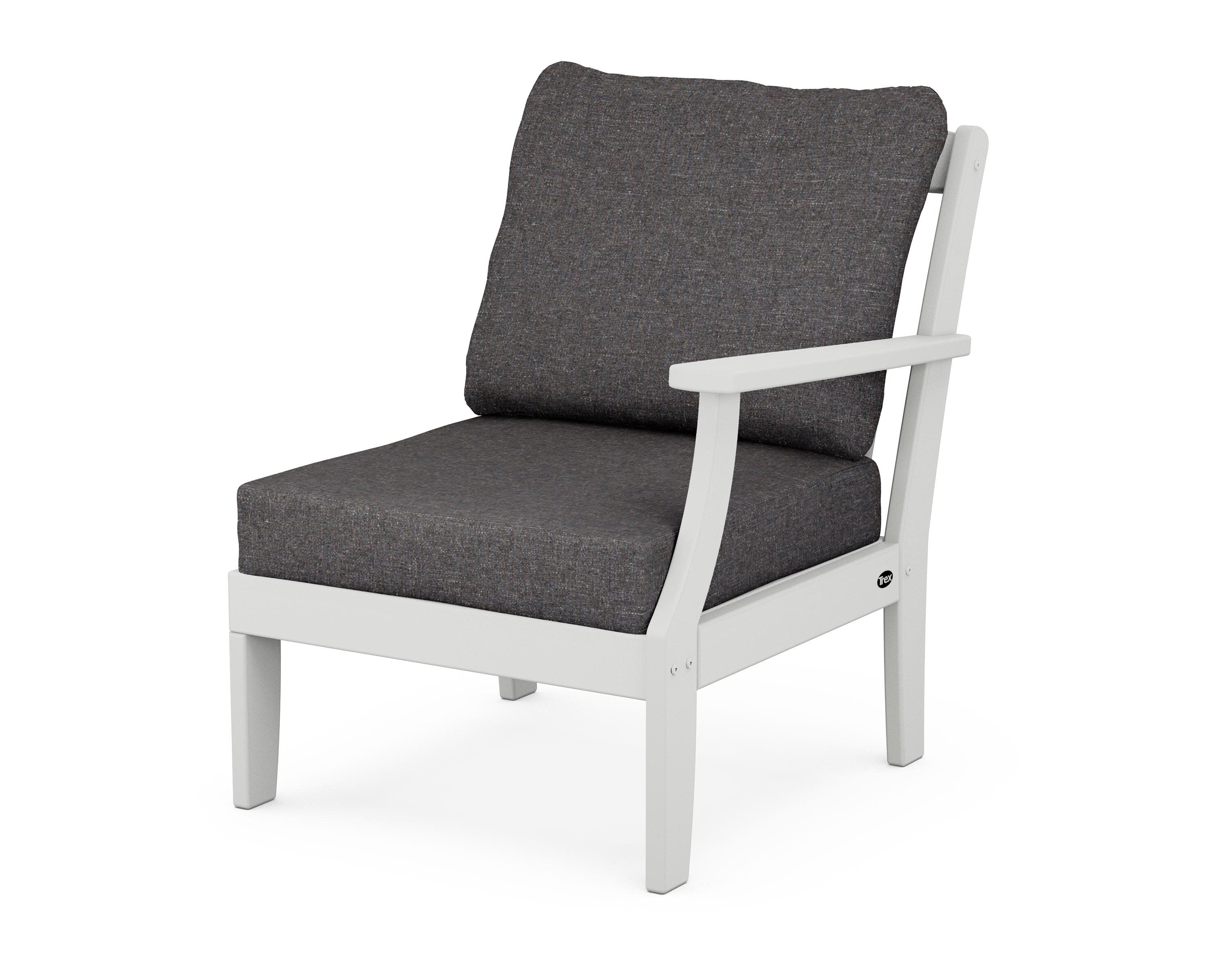 Yacht Club Modular Right Arm Chair in Classic White / Ash Charcoal